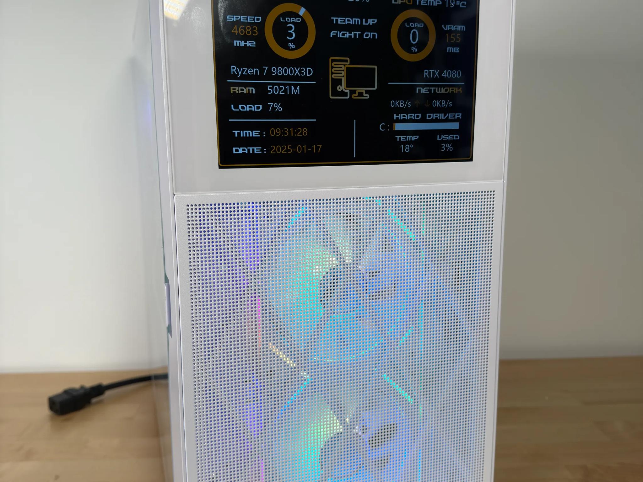RTX 4080 Ryzen 9800X3D Gaming PC with Customizable Screen