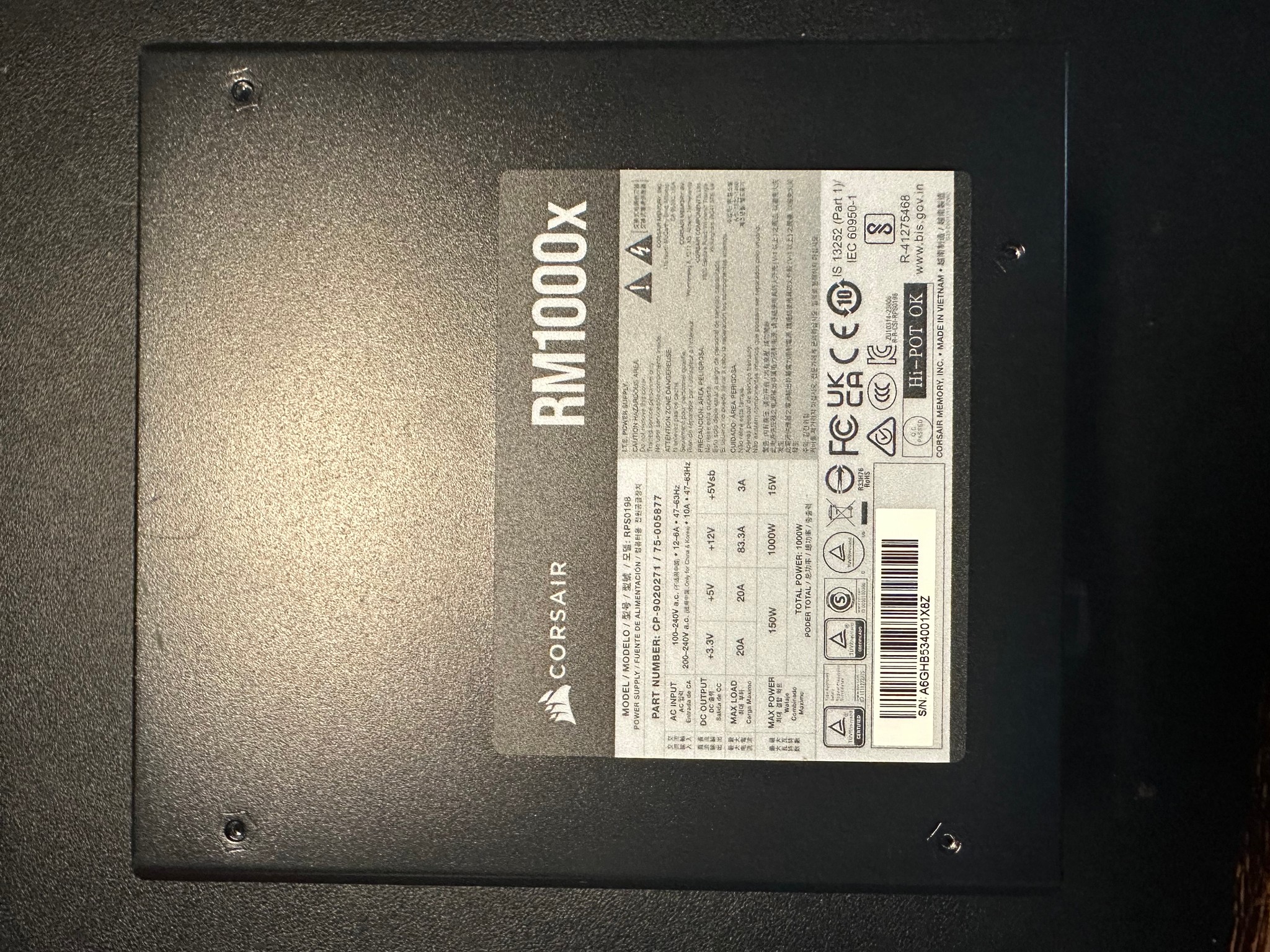 Corsair Rm 1000x Power Supply