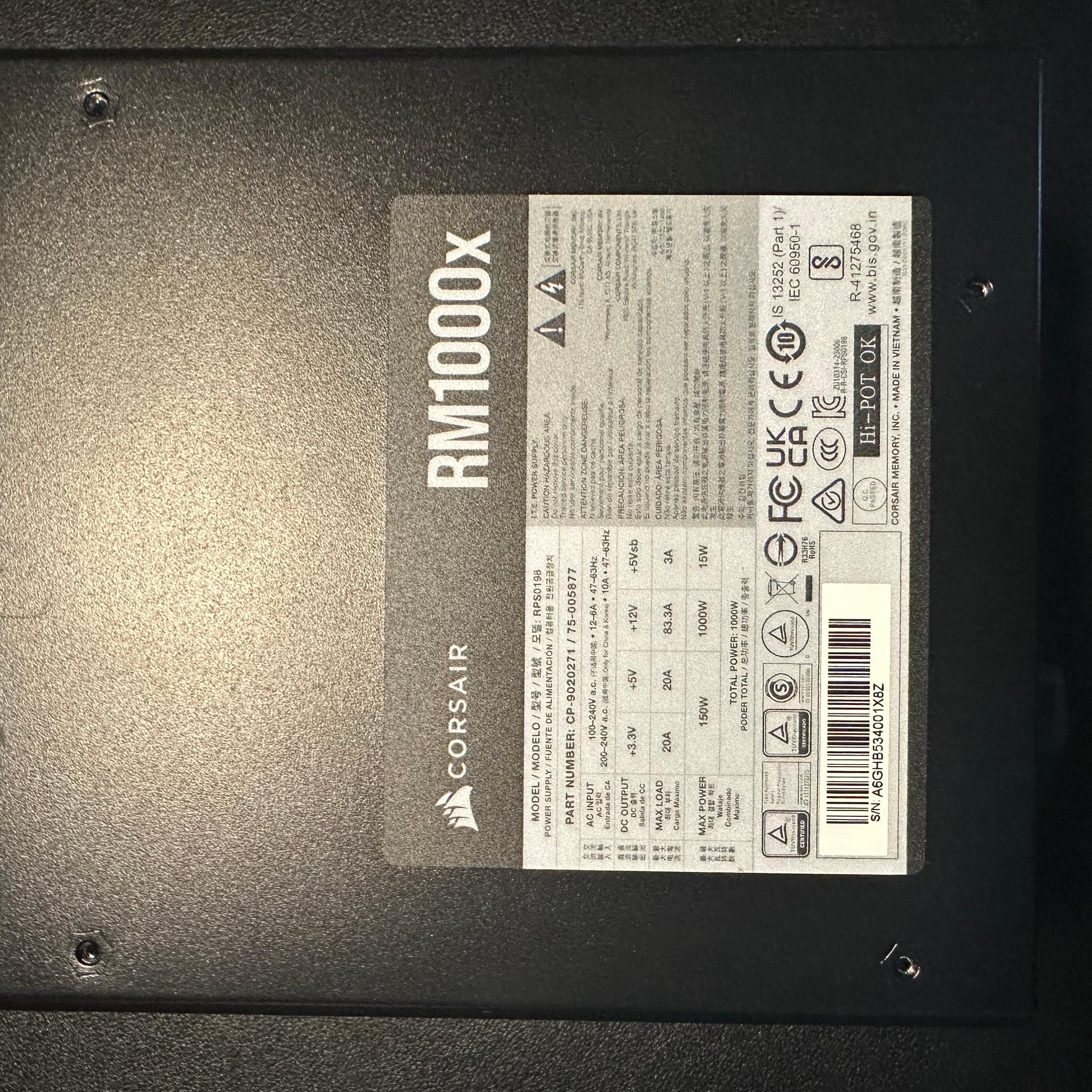 Corsair Rm 1000x Power Supply