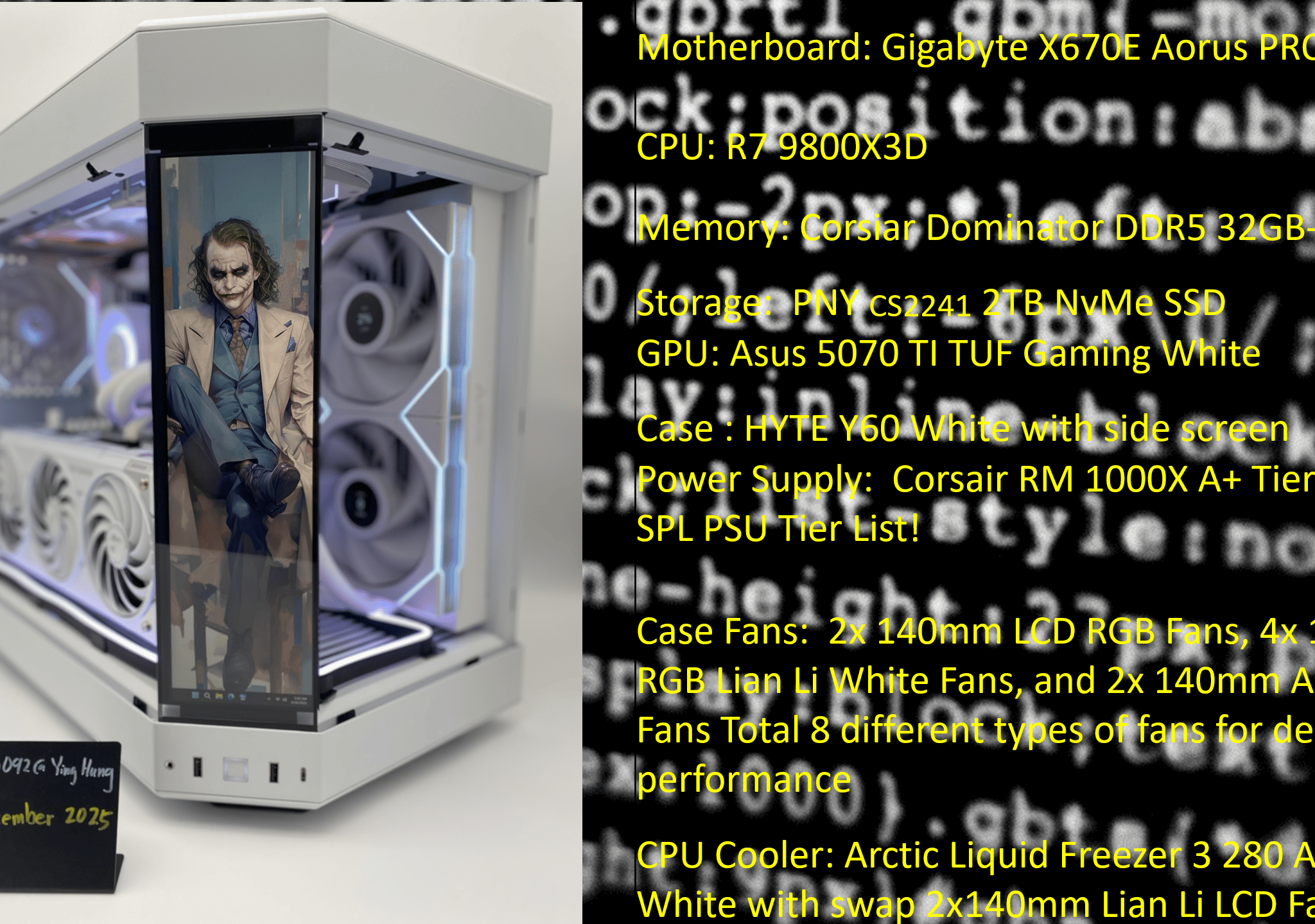 "White  So Serious?" | R7 9800X3D | Asus 5070Ti | Corsair DDR5 32GB | 2TB Storage