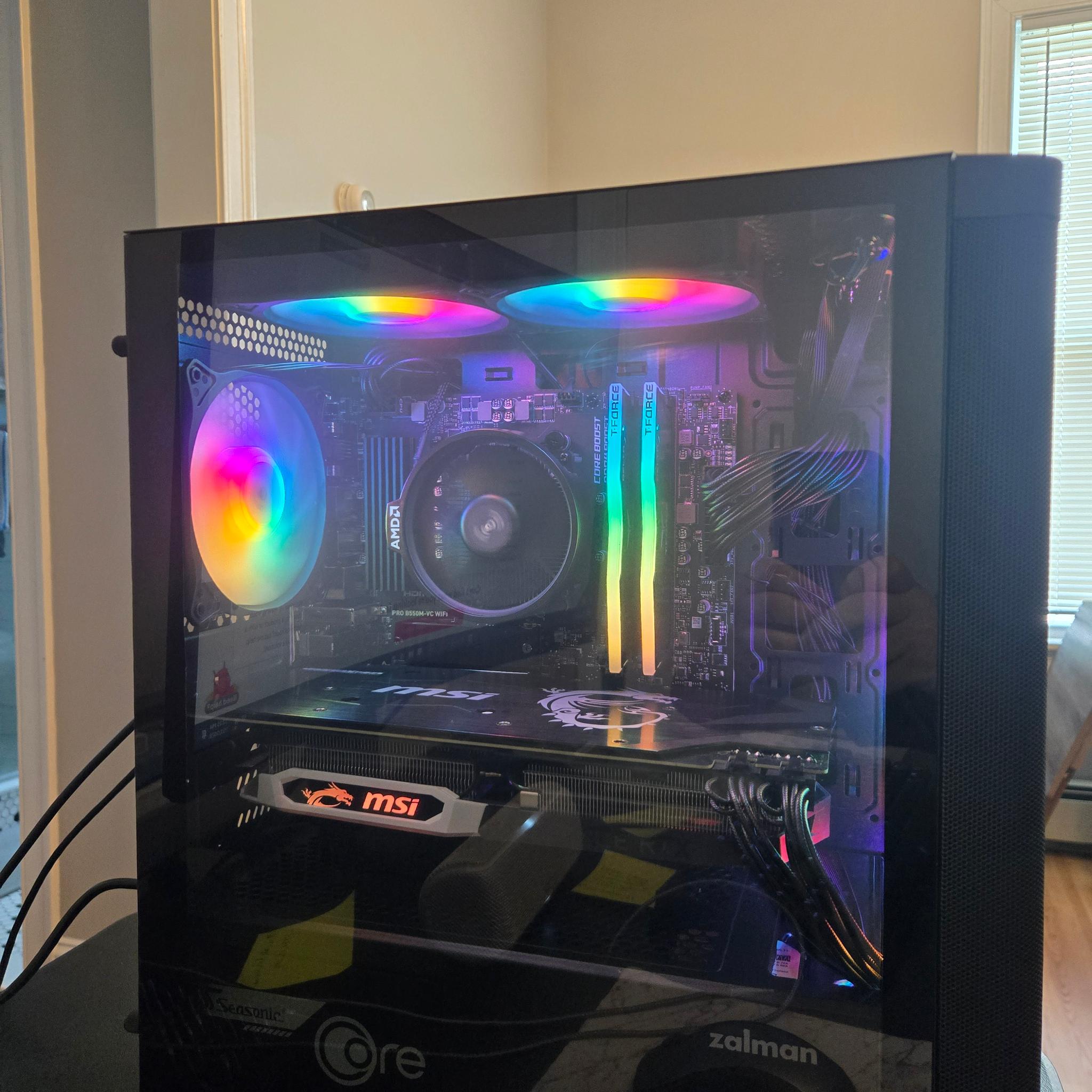 Custom Budget Gaming PC (AMD Ryzen 5 5500, RTX 2070, 16 GB DDR4 Ram, 1.5 TB Nvme SSD, 300 GB HDD)