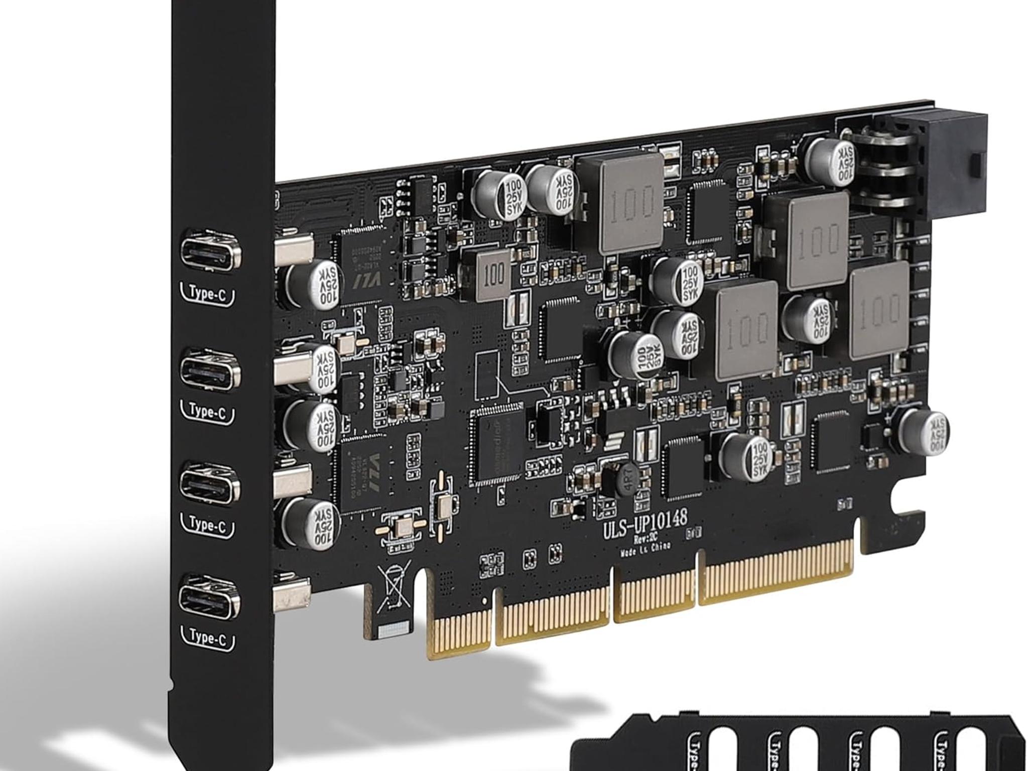 USB PCIe 4 USB Type-C Ports PCIe USB 3.1 (USB 3.2 Gen 2) with 10 Gbps Power Delivery Card