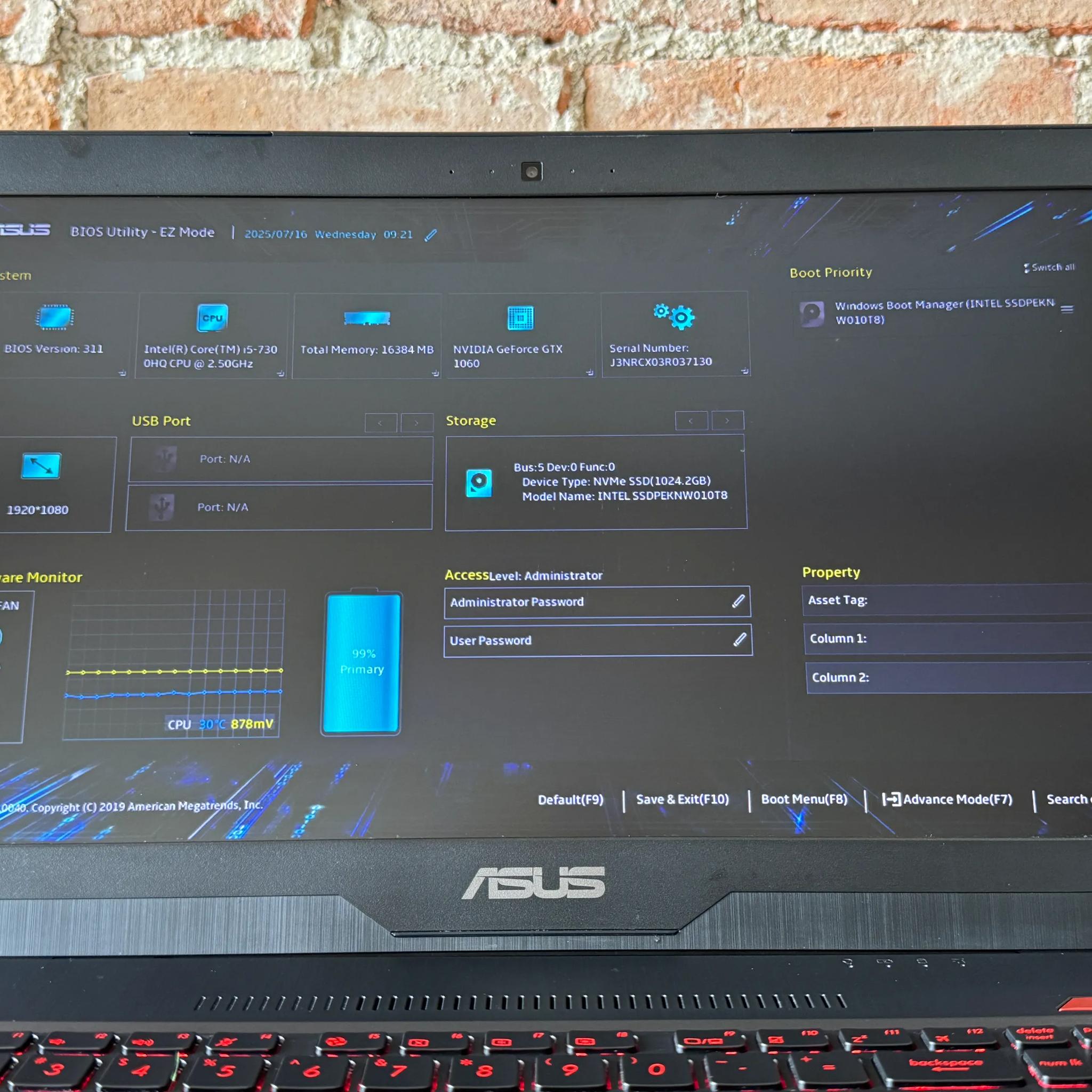Asus FX503VM-NS52 Gaming Laptop i5-7300HQ Nvidia GTX 1060 16GB RAM1 1TB NVMe Windows 11 Refurbished