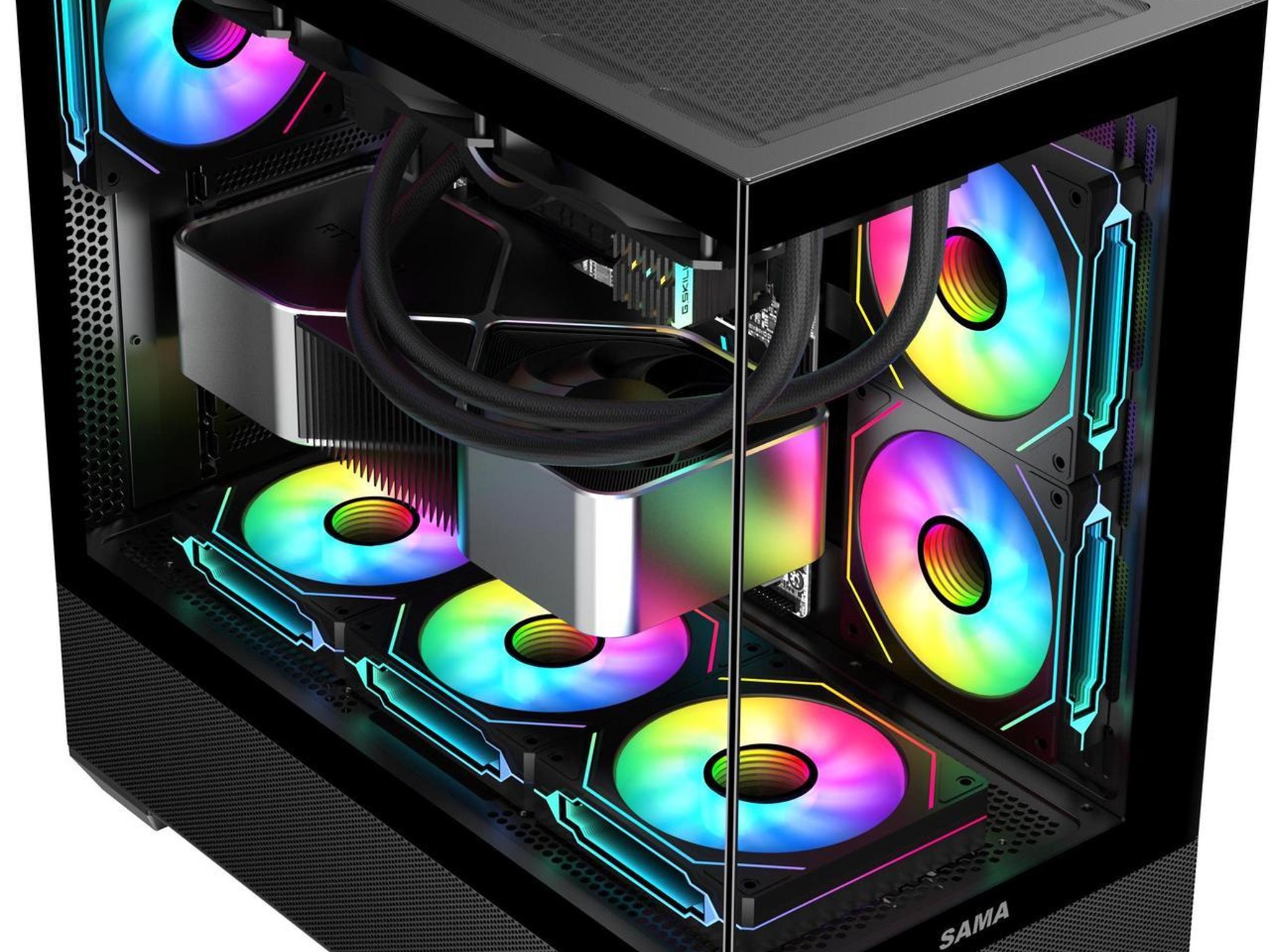 SAMA SV02 Black ATX PC Case w/ 3 ARGB Fans Pre-Installed