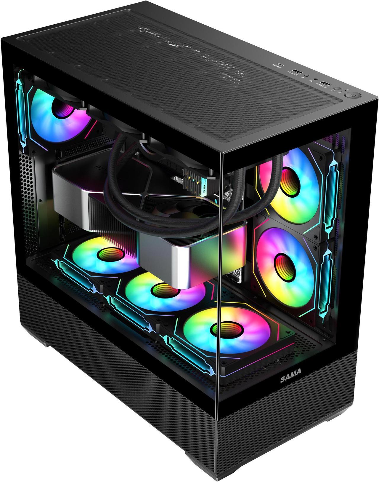 SAMA SV02 Black ATX PC Case w/ 3 ARGB Fans Pre-Installed