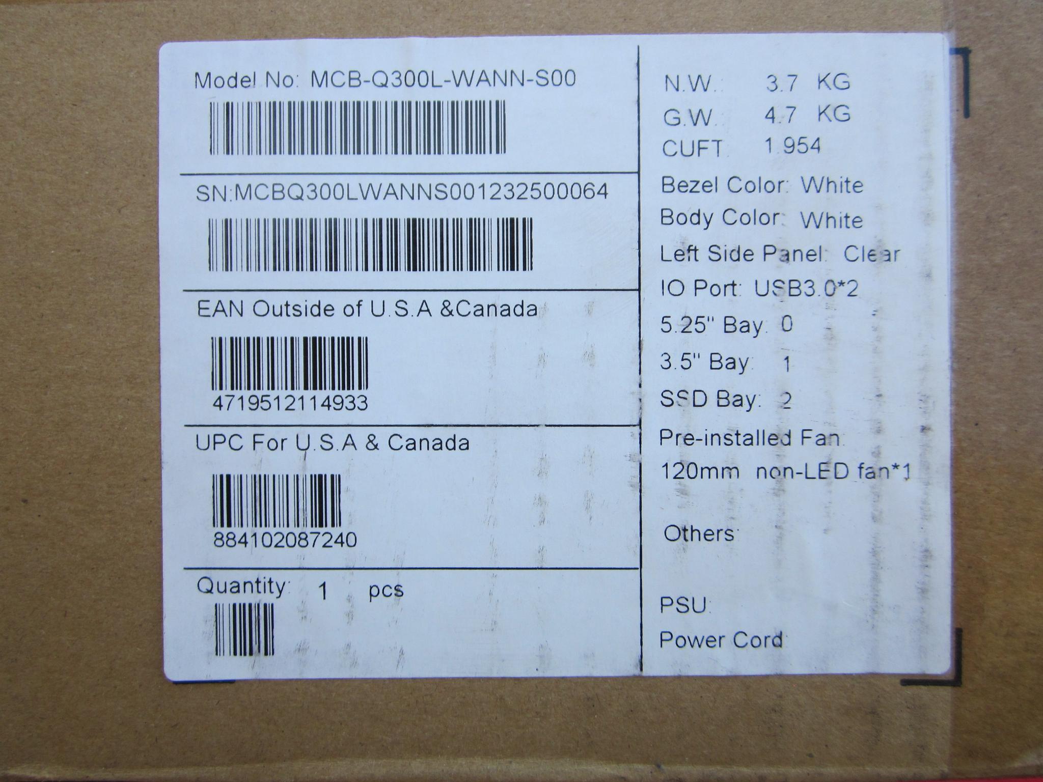 New Cooler Master Q300L Mini Tower Case White