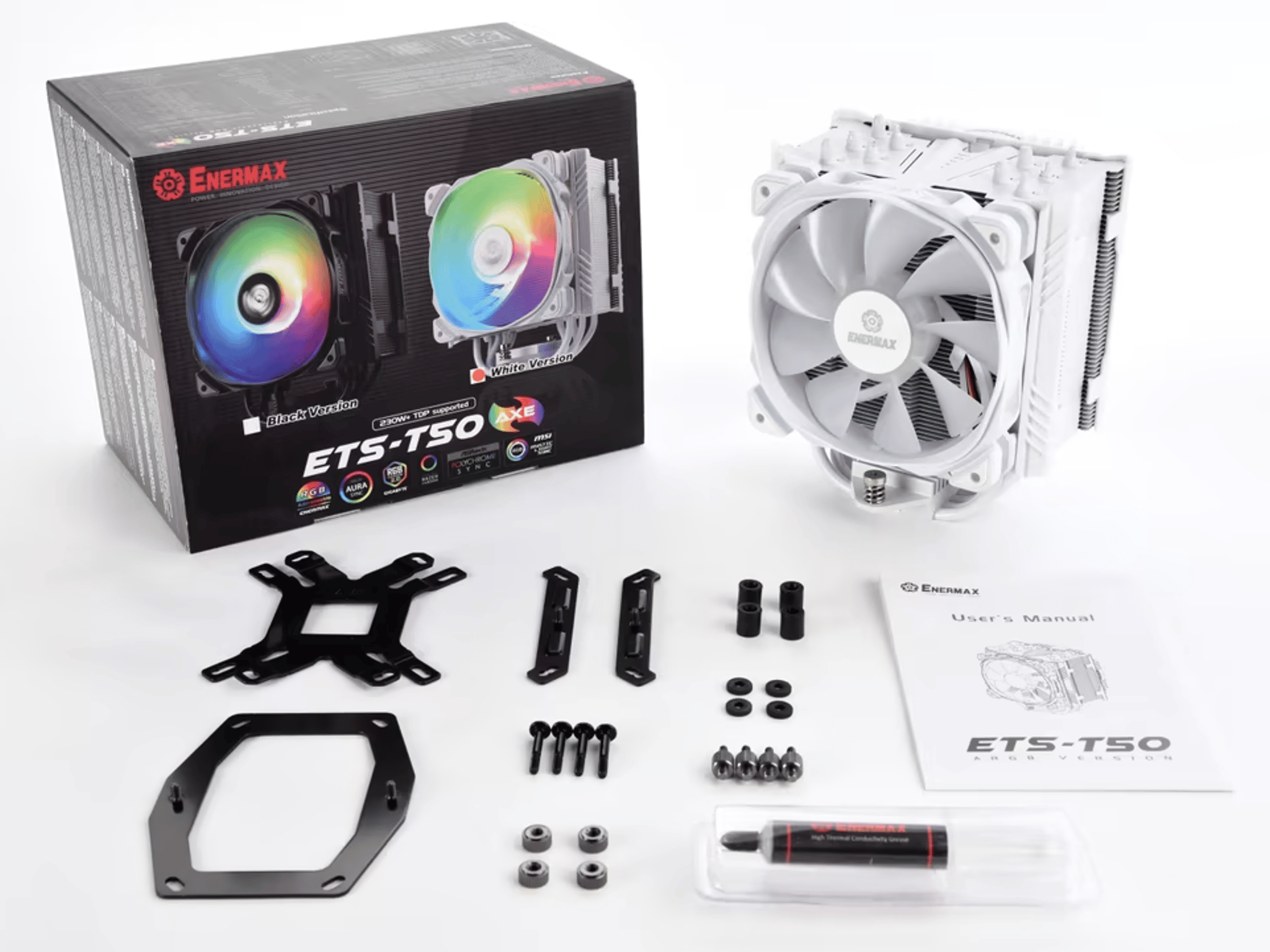 Enermax ETS-T50 AXE Addressable RGB CPU Air Cooler - White + LGA 1700 Bracket