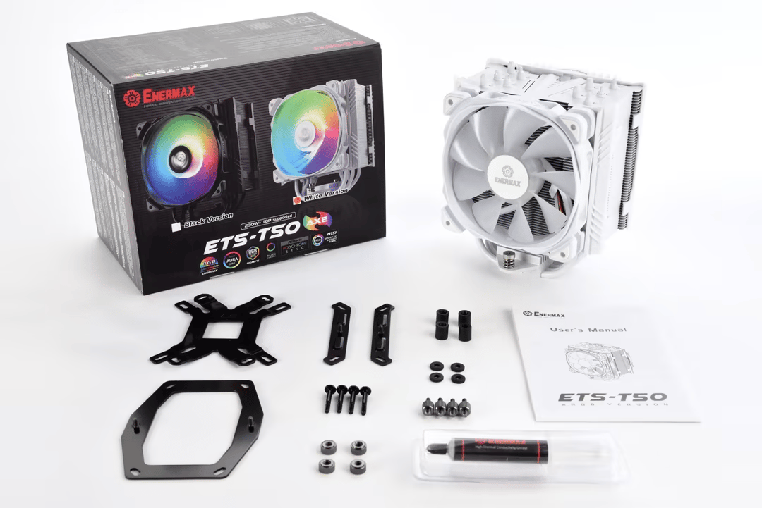 Enermax ETS-T50 AXE Addressable RGB CPU Air Cooler - White + LGA 1700 Bracket
