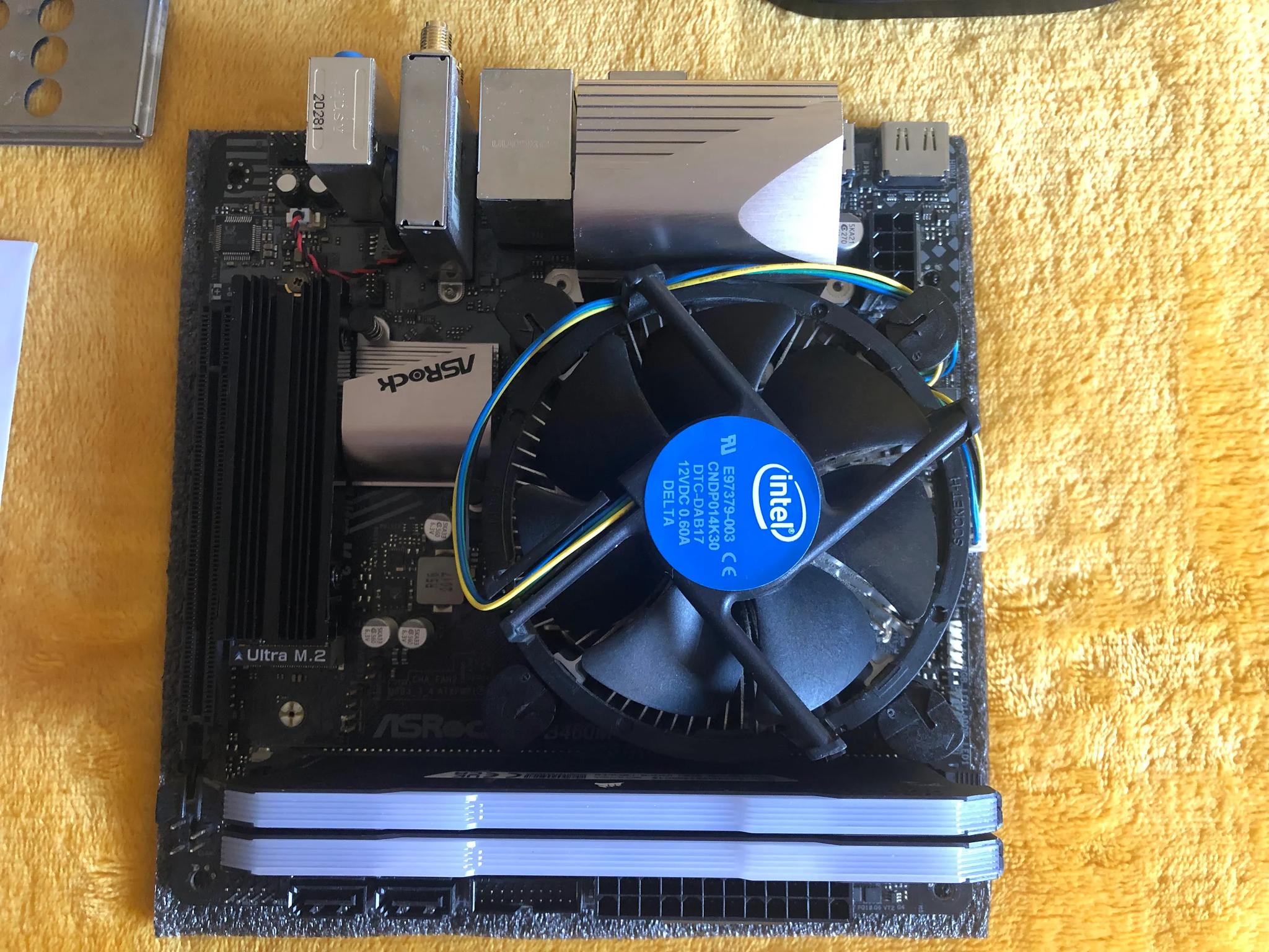 CPU+Motherboard+RAM+SSD combo: AsRock b460m itx, i3 10100, 16 Gb Ram RGB Corsair, Crucial 256G m.2 