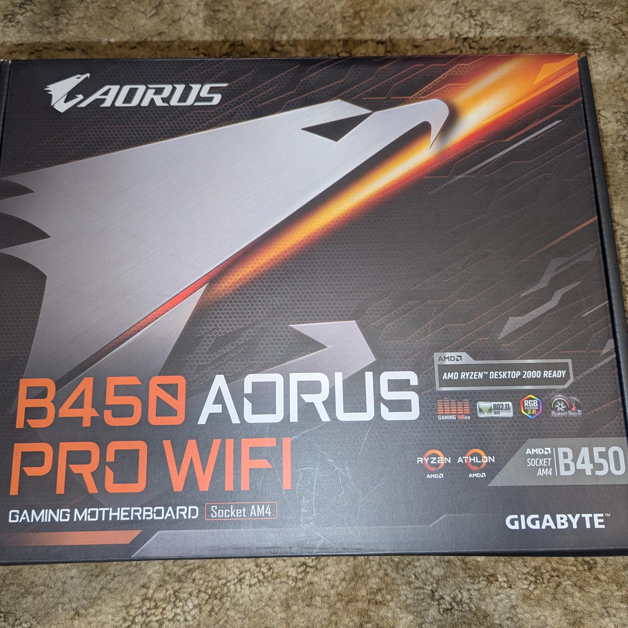 Gigabyte B450 Aorus Pro Wifi with Ryzen 2600x CPU