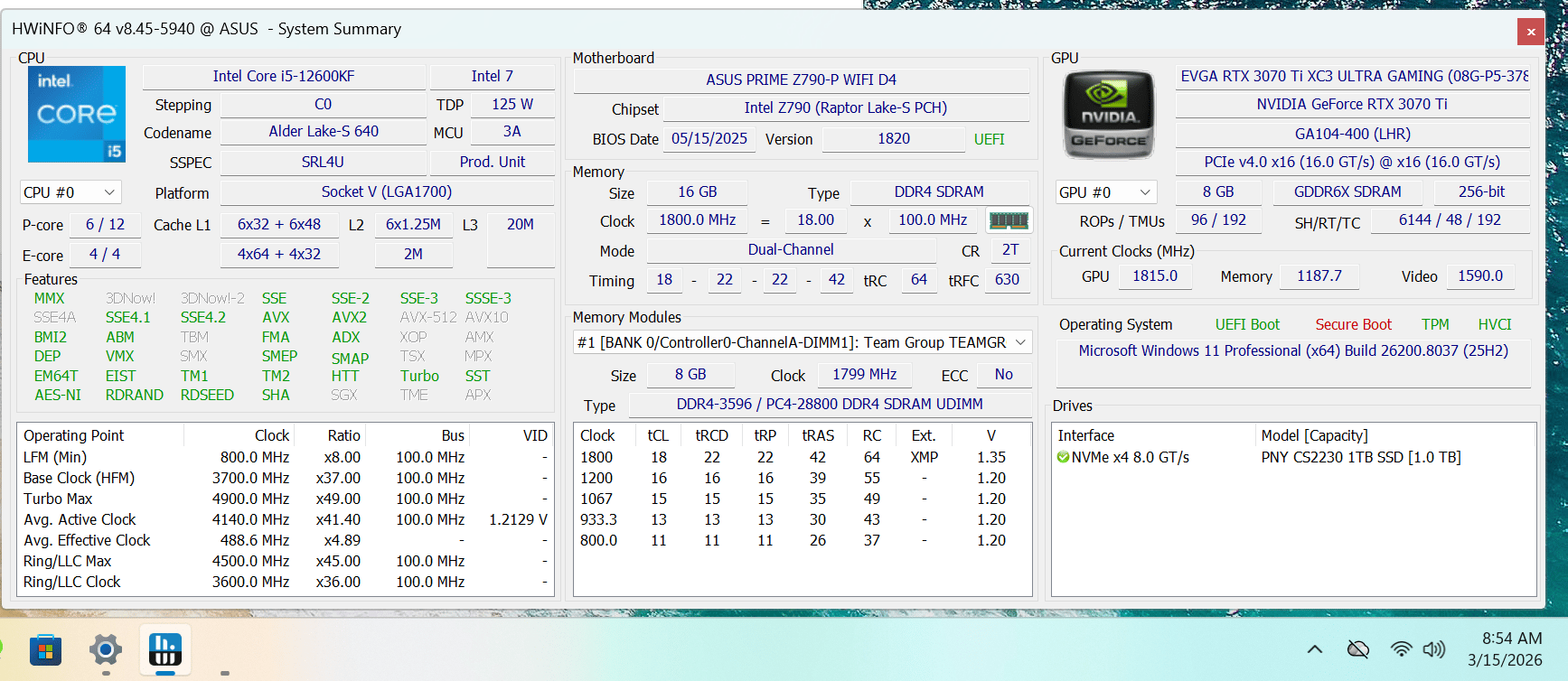 1080P/ 1440P Gaming 12600KF+3070TI