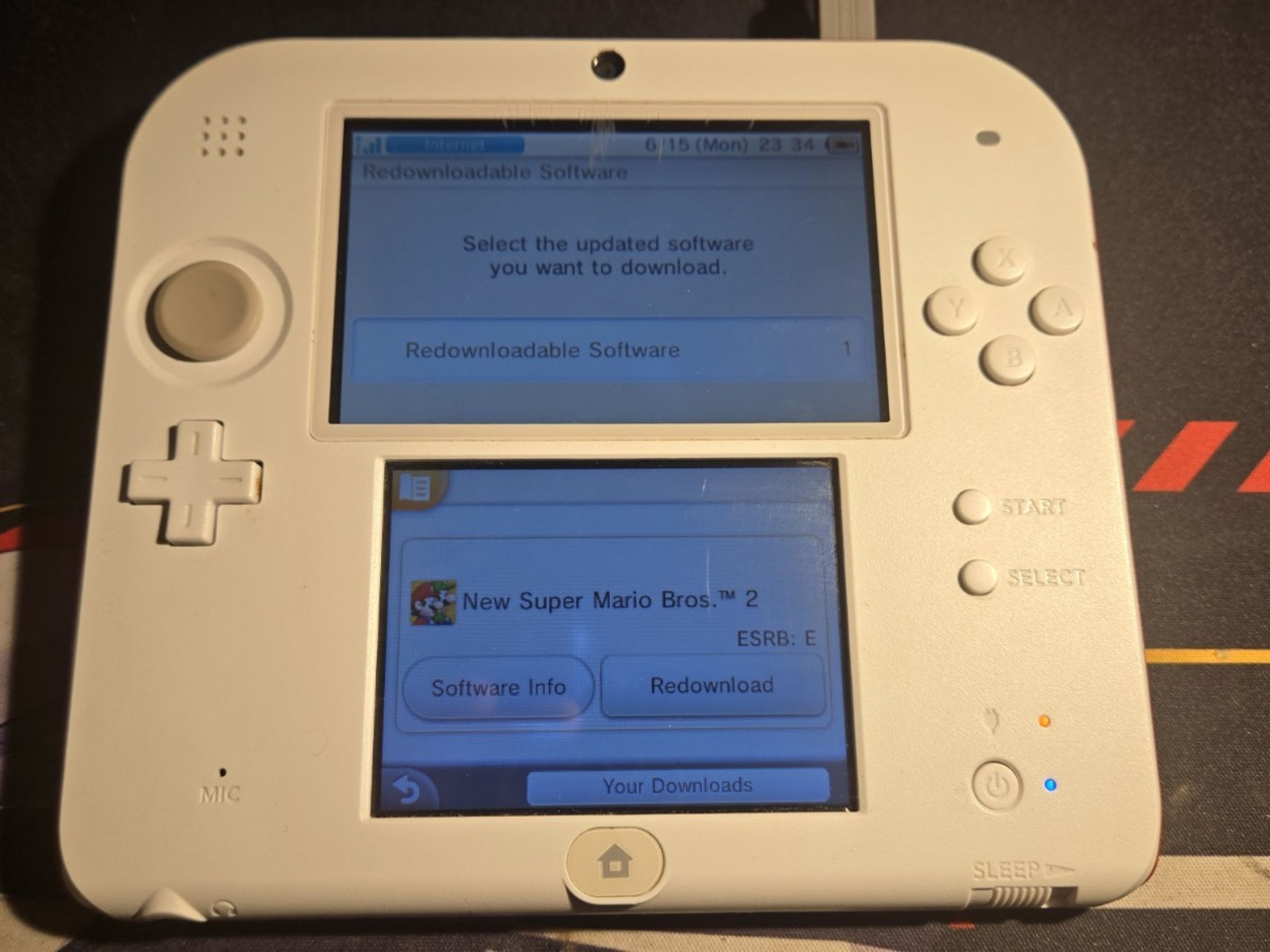 CUSTOM REFURBISHED Nintendo 2DS White/Red Handheld Console, NSMB2 Edition
