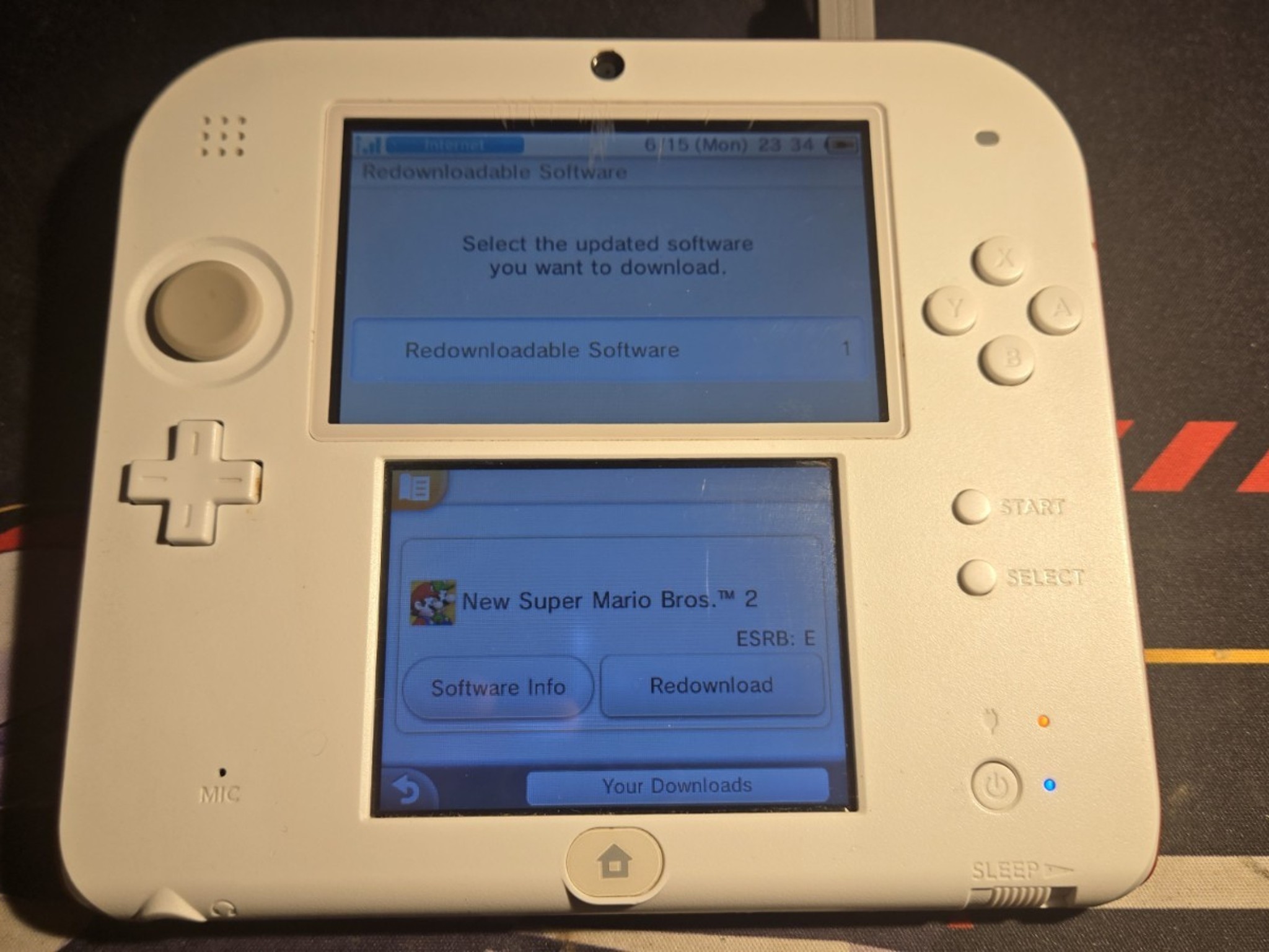 CUSTOM REFURBISHED Nintendo 2DS White/Red Handheld Console, NSMB2 Edition