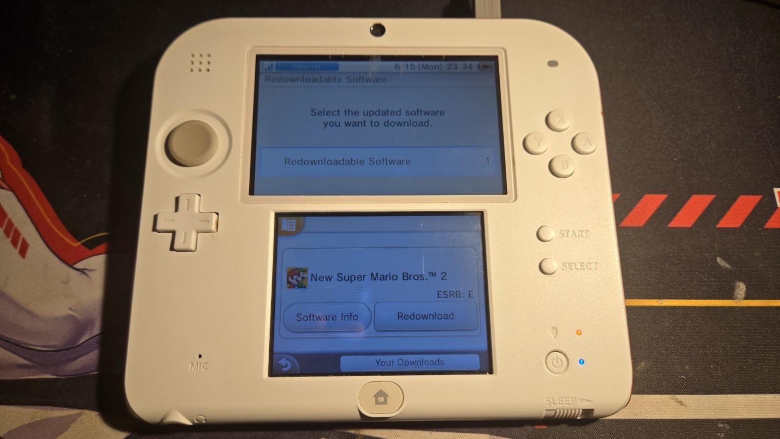 CUSTOM REFURBISHED Nintendo 2DS White/Red Handheld Console, NSMB2 Edition