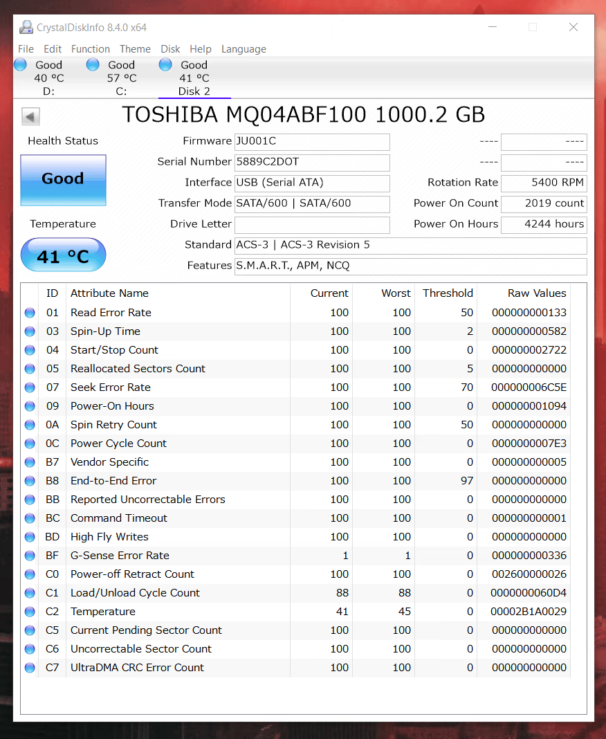 Toshiba 1TB 5400RPM 2.5" SATA III Thin 7mm Hard Drive