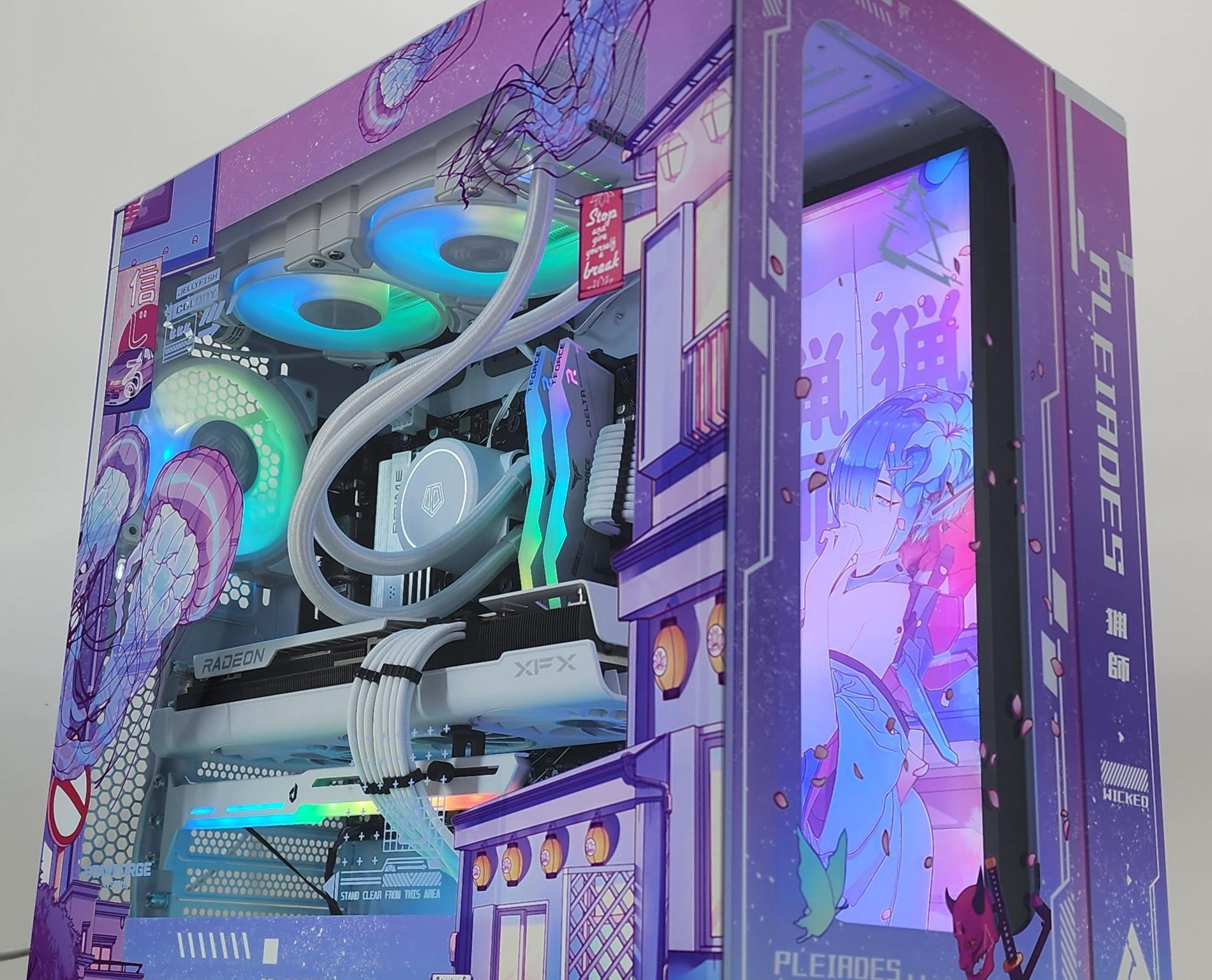 Gaming PC Ryzen 7 7700 16GB RAM 1TB SSD RX 7800 XT 16GB Windows 11 PINK Computer
