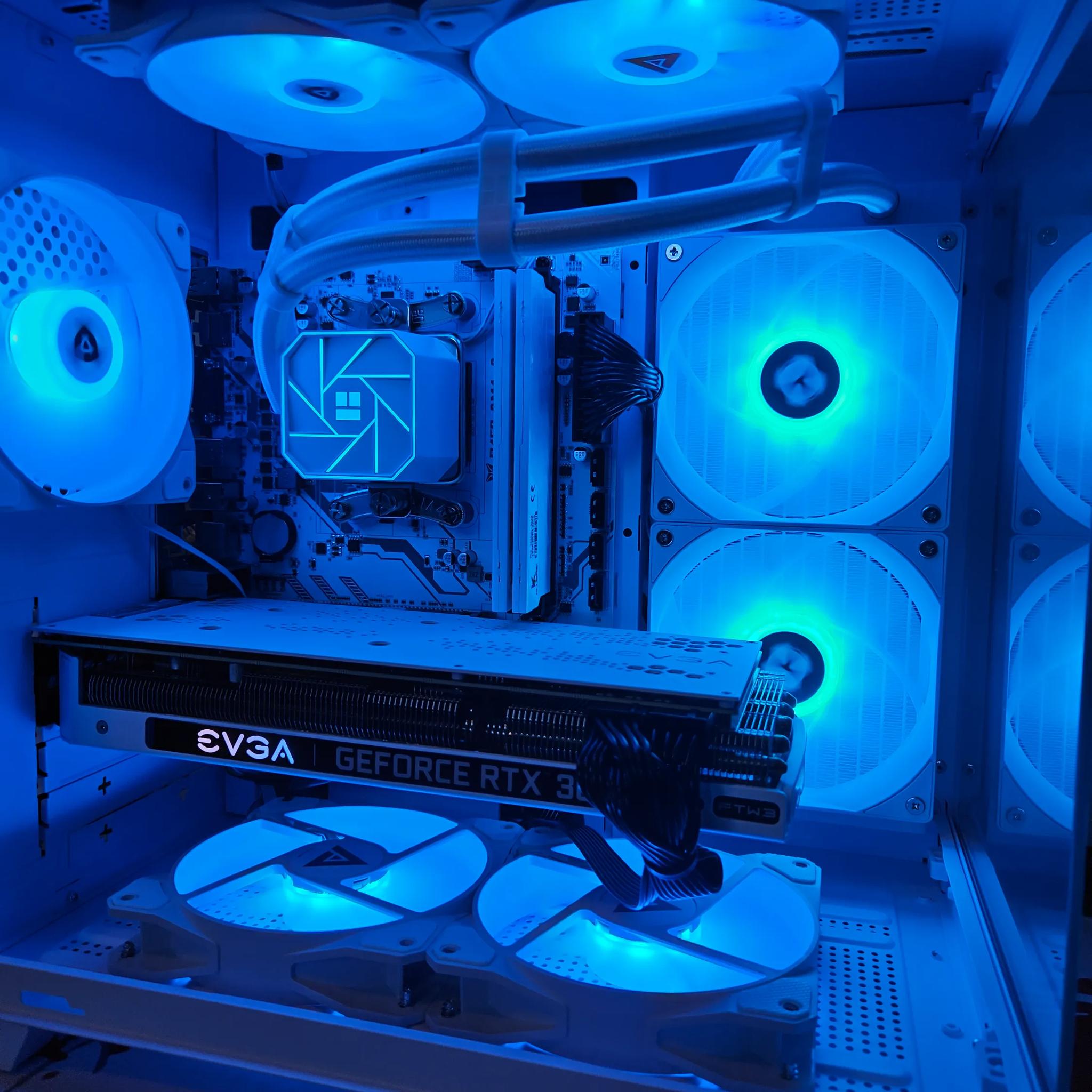 Liquid cooled Arctic Rig Ryzen 5 / 32GB DDR4 / 1TB SSD / RTX 3060 ti