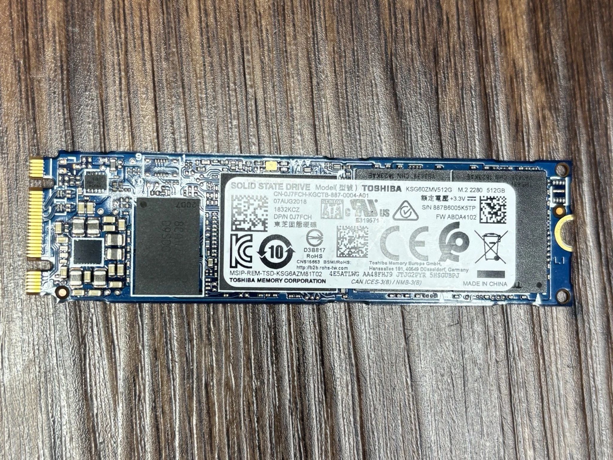 Toshiba 512GB, Internal, M.2 (KSG60ZMV512G) Solid State Drive