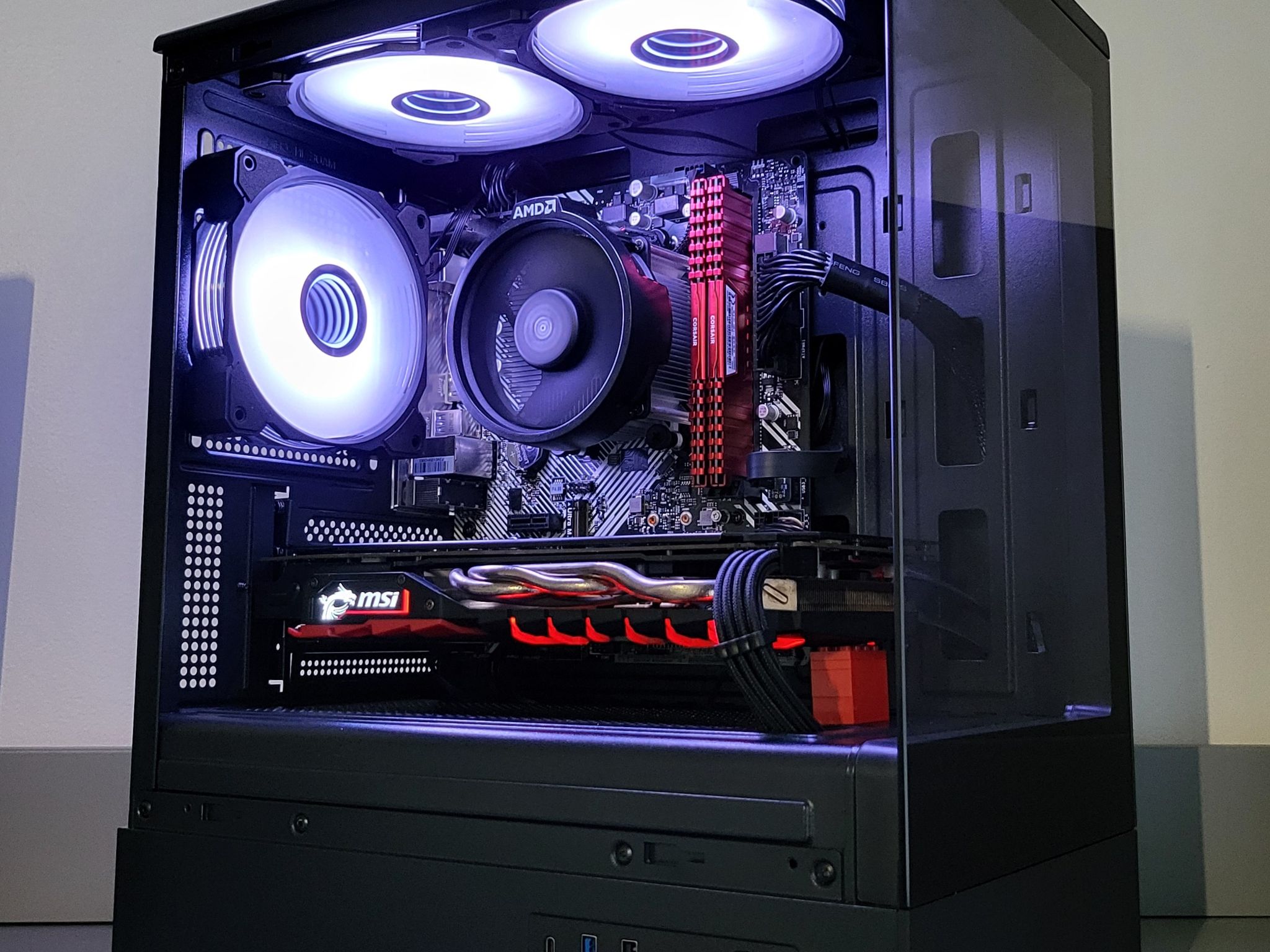 Red/Black Gaming PC! Ryzen 5 | Radeon RX | 16GB | 1TB | Wi-Fi BT | ARGB | 500W 80+ Gold