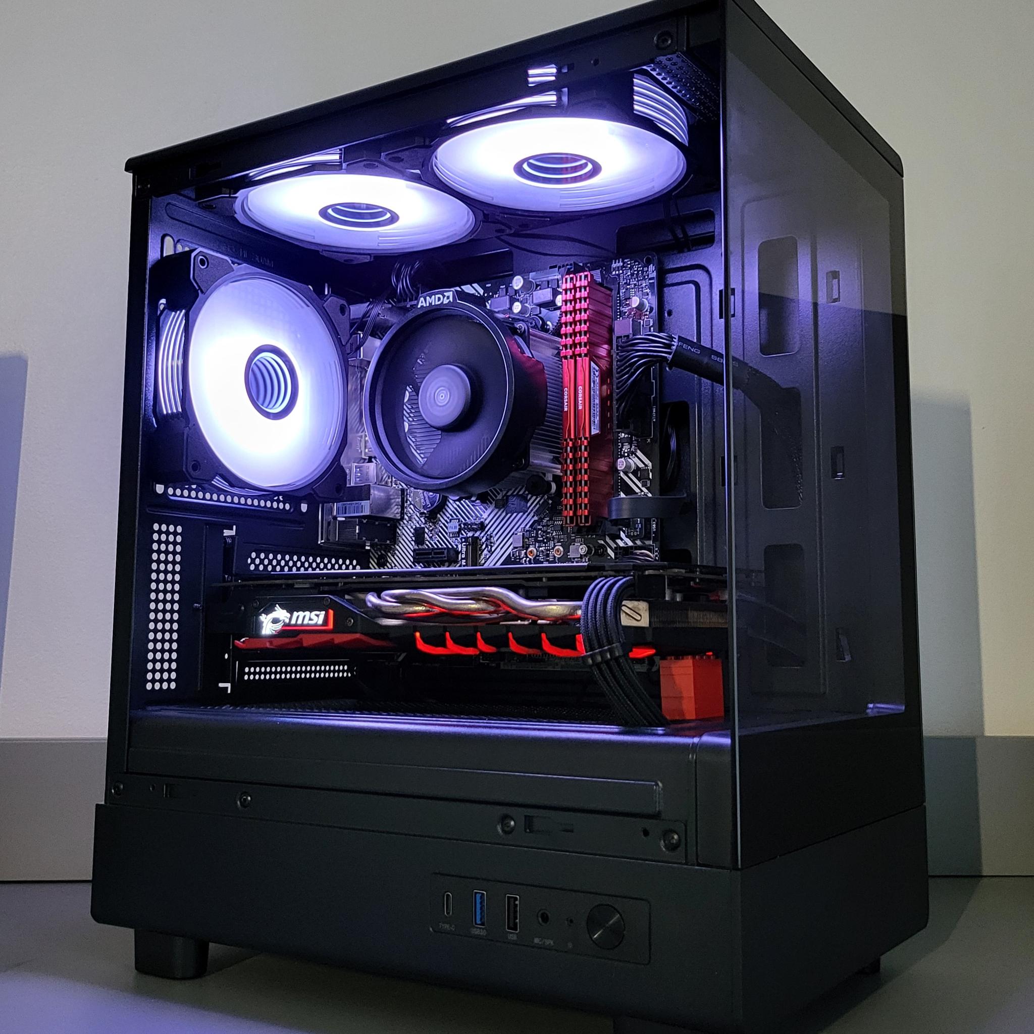 Red/Black Gaming PC! Ryzen 5 | Radeon RX | 16GB | 1TB | Wi-Fi BT | ARGB | 500W 80+ Gold