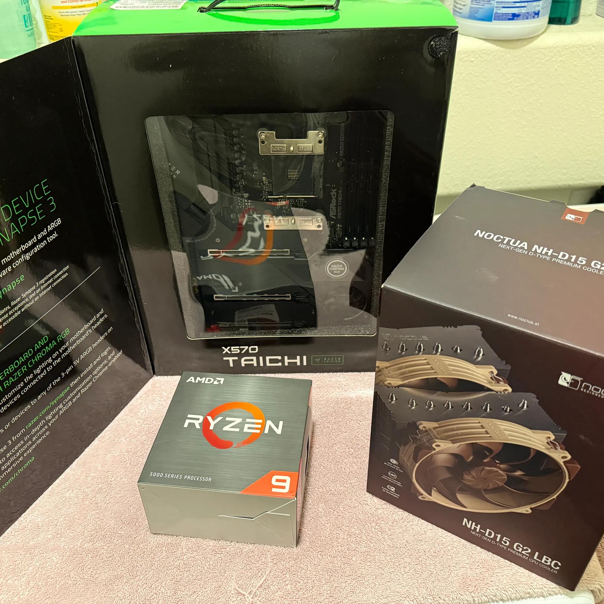 AMD AM4 X570 bundle|Asrock X570 MOBO|Ryzen 9 5950X CPU|2 kits DDR4 64GB|2 1TB NVMe M.2|Noctua Cooler