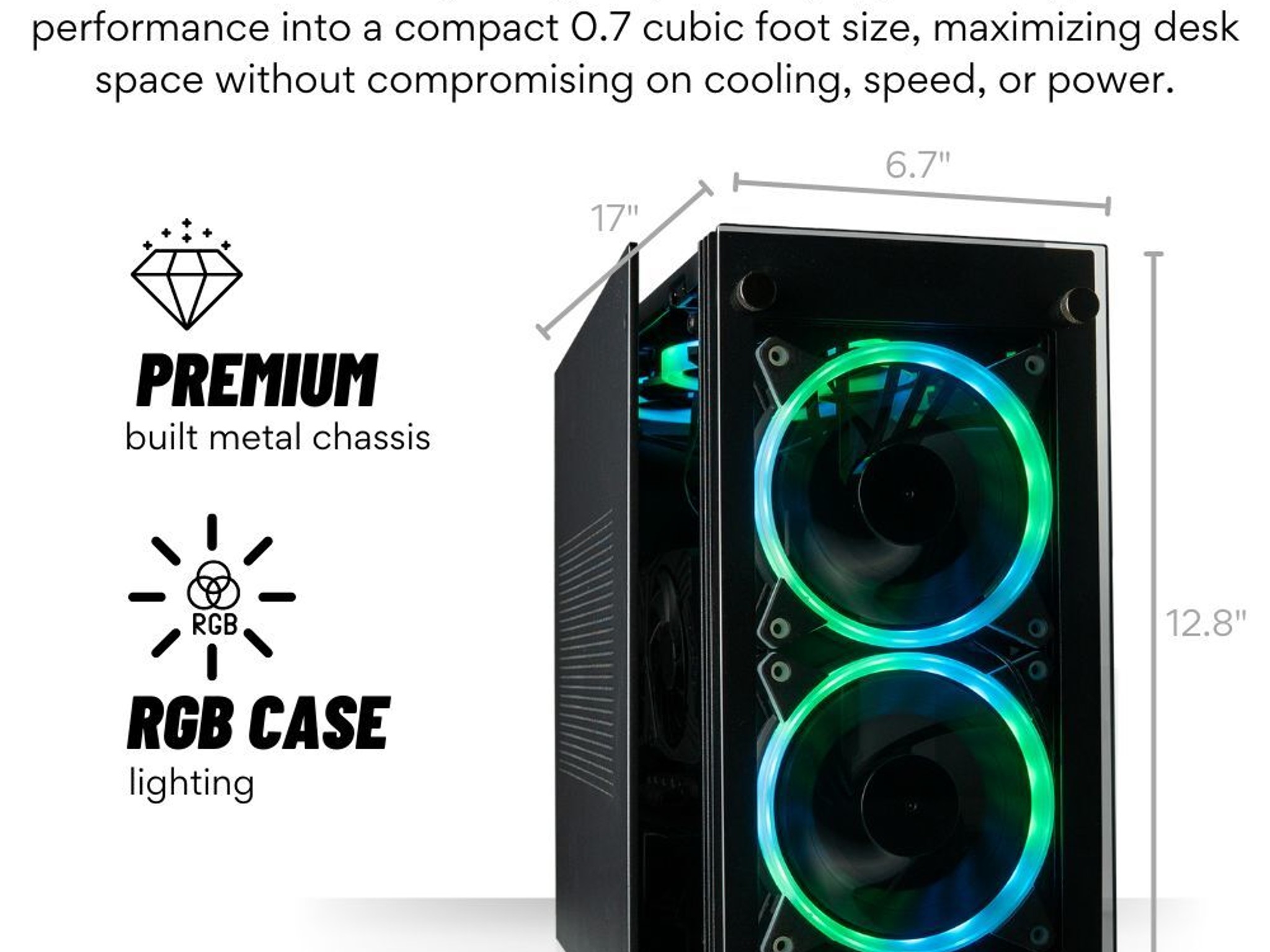 Stratos Mini ITX - Premium Gaming Case - 4x Halo RGB Fans - Fits full size GPUs (Gamemax/OEM)