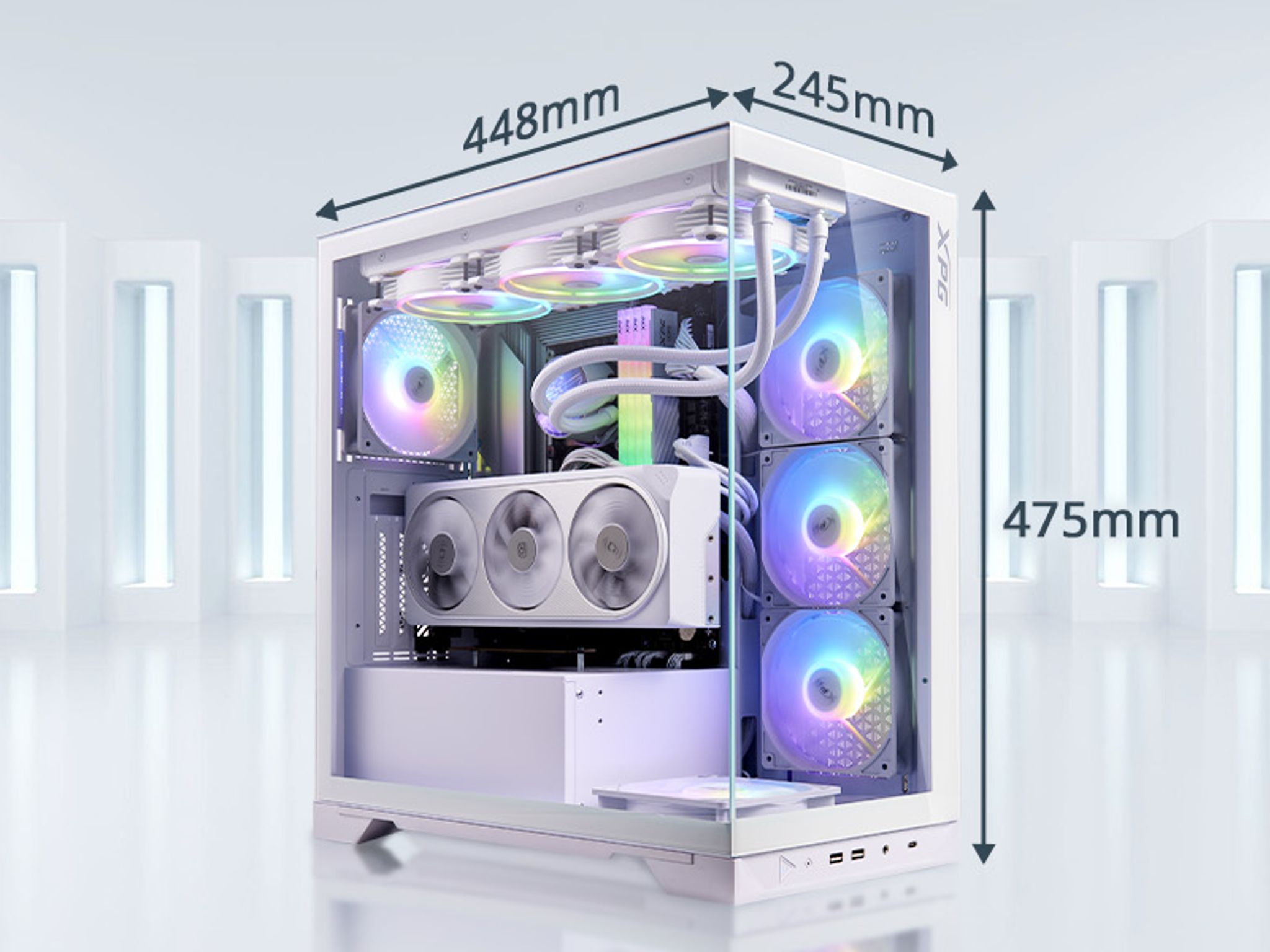 XPG Invader X Mid-Tower Gaming Case With 5 ARGB Fans White