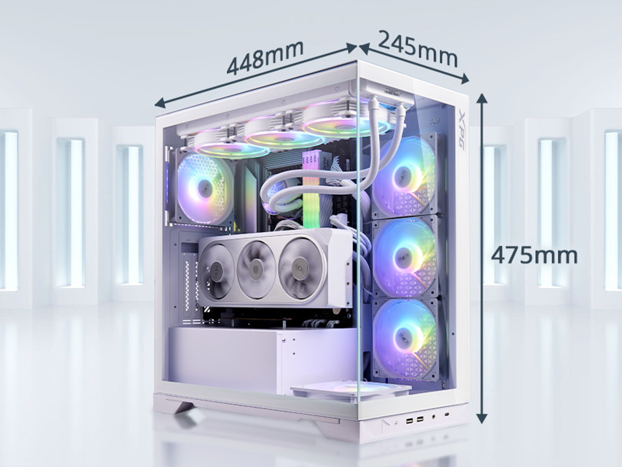 XPG Invader X Mid-Tower Gaming Case With 5 ARGB Fans White