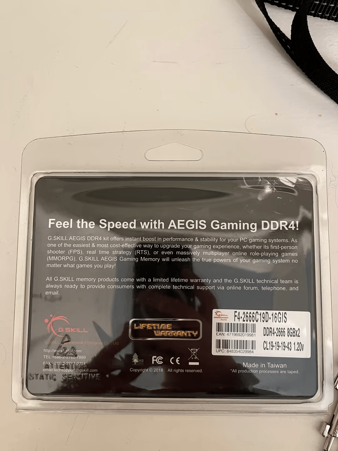 G.Skill AEGIS 16 GB (2 x 8 GB) DDR4-2666 CL19 RAM Memory