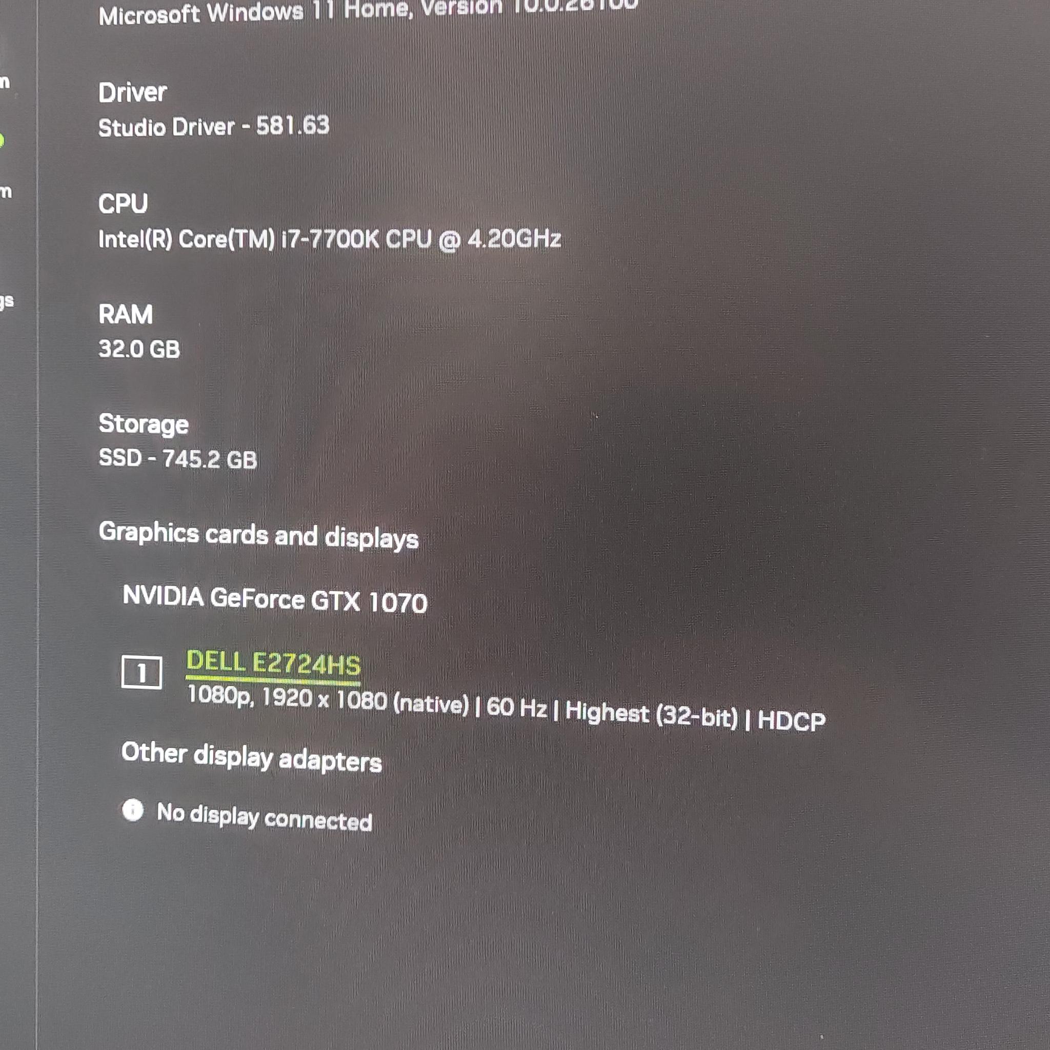 Dell XPS 8920, i7-7700K, 32GB DDR4, GTX 1070 8GB, 800GB SSD, WIFI, BT, Windows 11, DVDRW