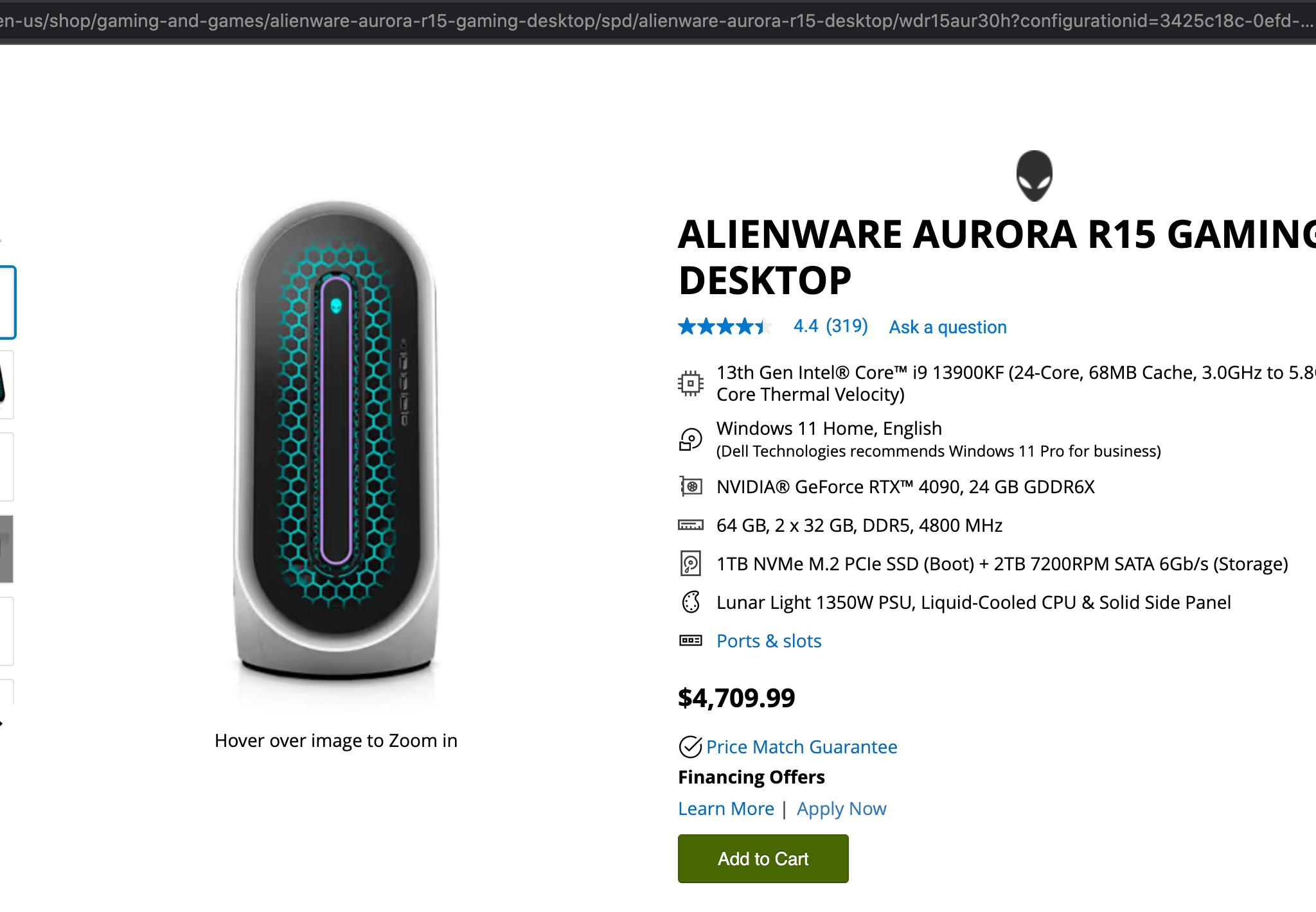 BRAND NEW ALIENWARE AURORA R15 GAMING DESKTOP