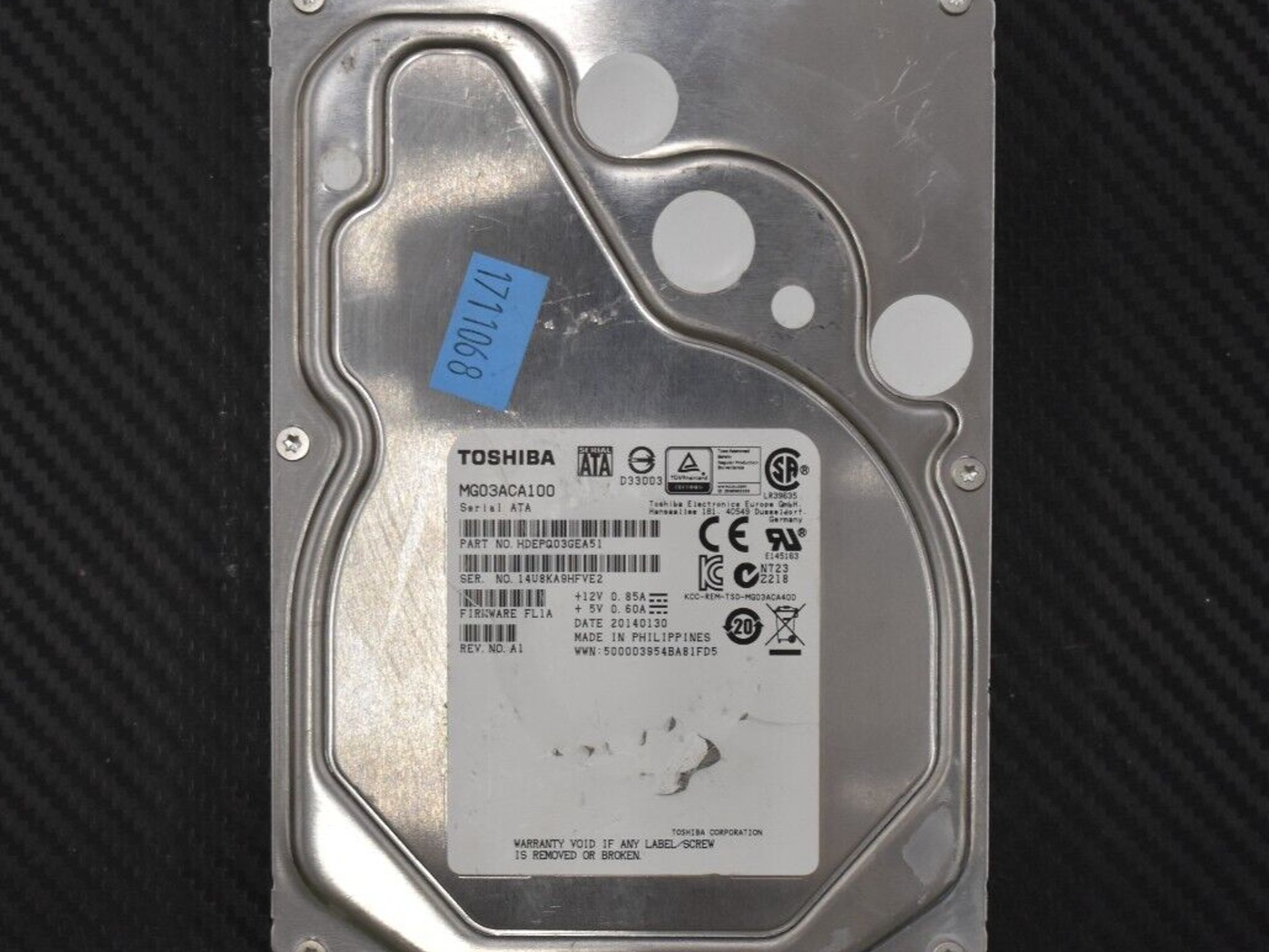 Toshiba 1TB 7200RPM 3.5" SATAIII Hard Drive HDD (MG03ACA100) (HDEPQ03GEA51)
