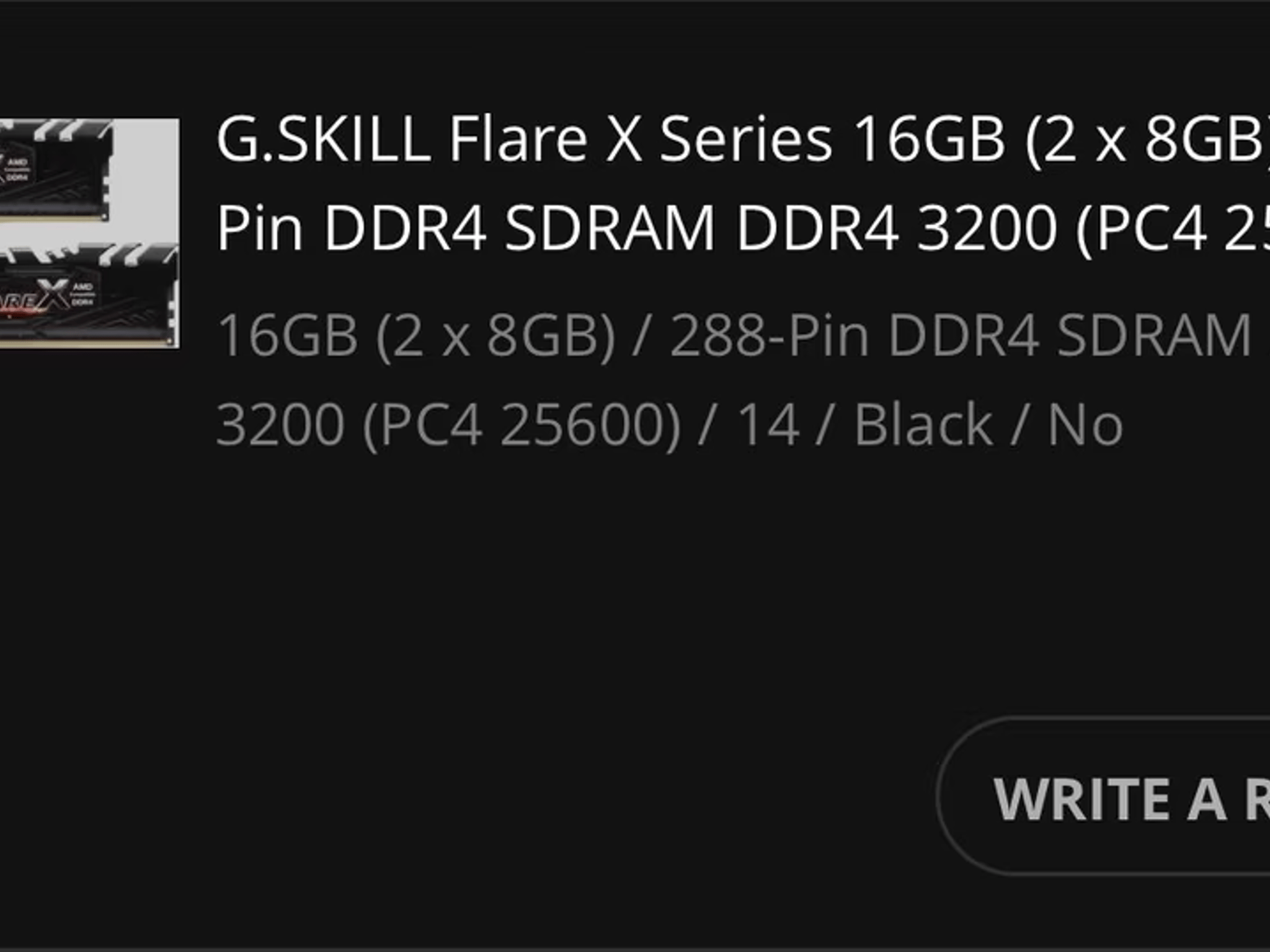 G.Skill FlareX 16GB (2x8GB) 3200 mhz CL14 DDR4 