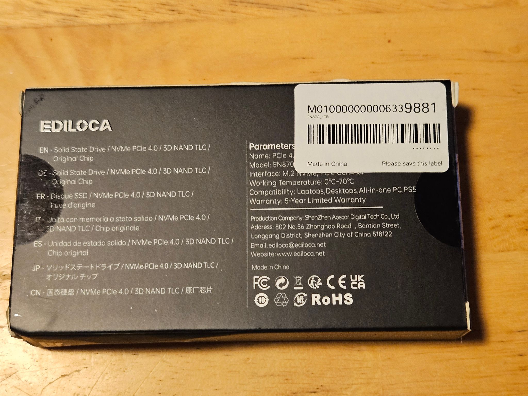 Ediloca EN 870 1TB NVME SSD with Free NVME Enclosure!