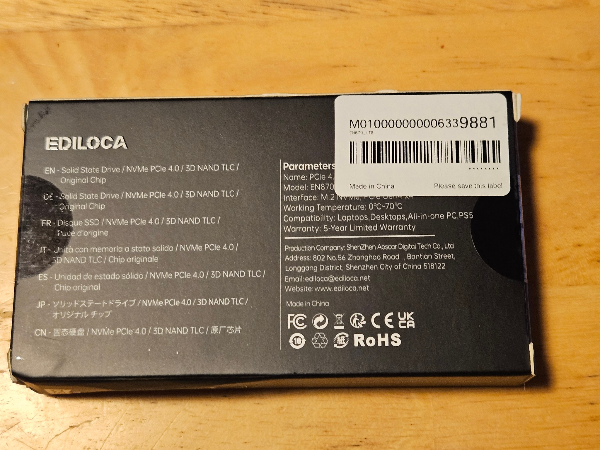 Ediloca EN 870 1TB NVME SSD with Free MVNE Enclosure!