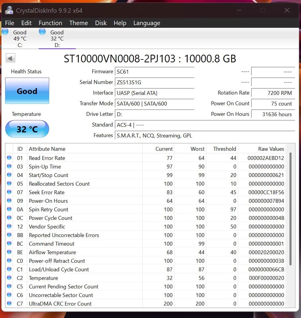 Seagate IronWolf NAS 10TB HDDs - SMART Good