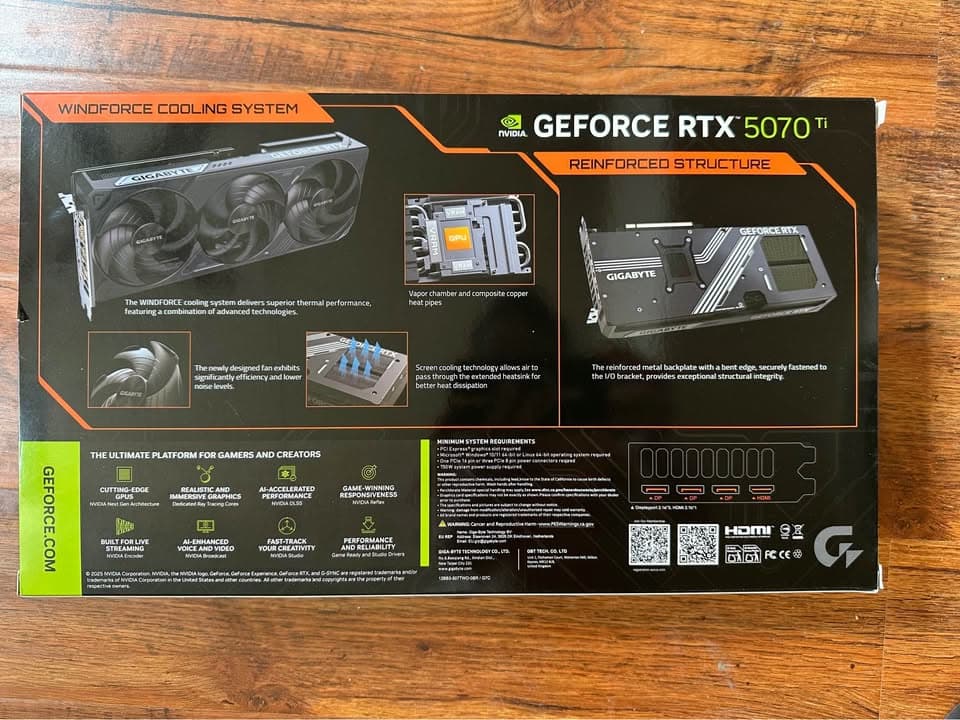 BNIB GIGABYTE RTX 5070 Ti WINDFORCE OC SFF 16G GV-N507TWF3OC-16GD
