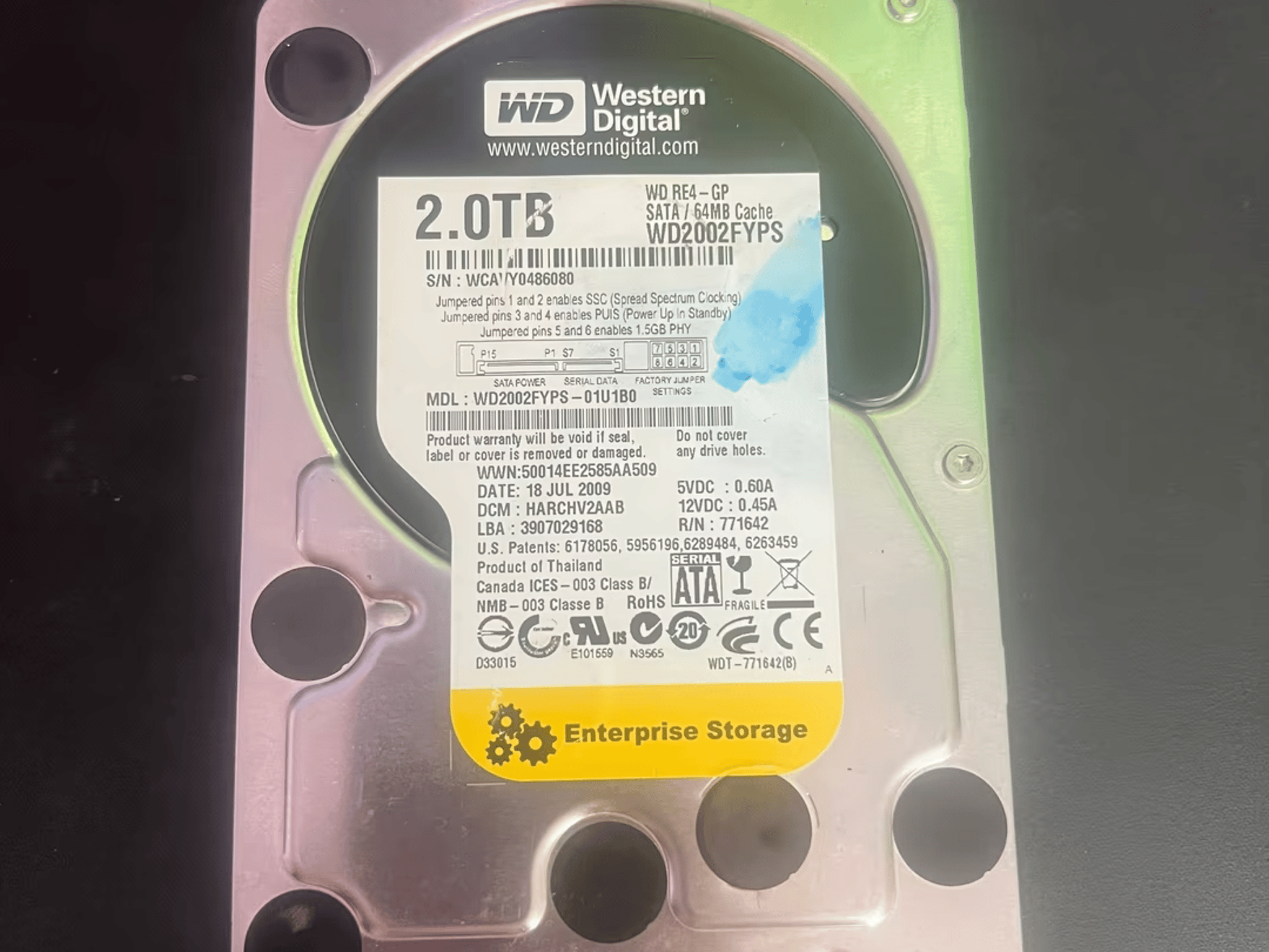 Western Digital 2TB Enterprise Drive. No bad sectors and no bad S.M.A.R.T Data!!