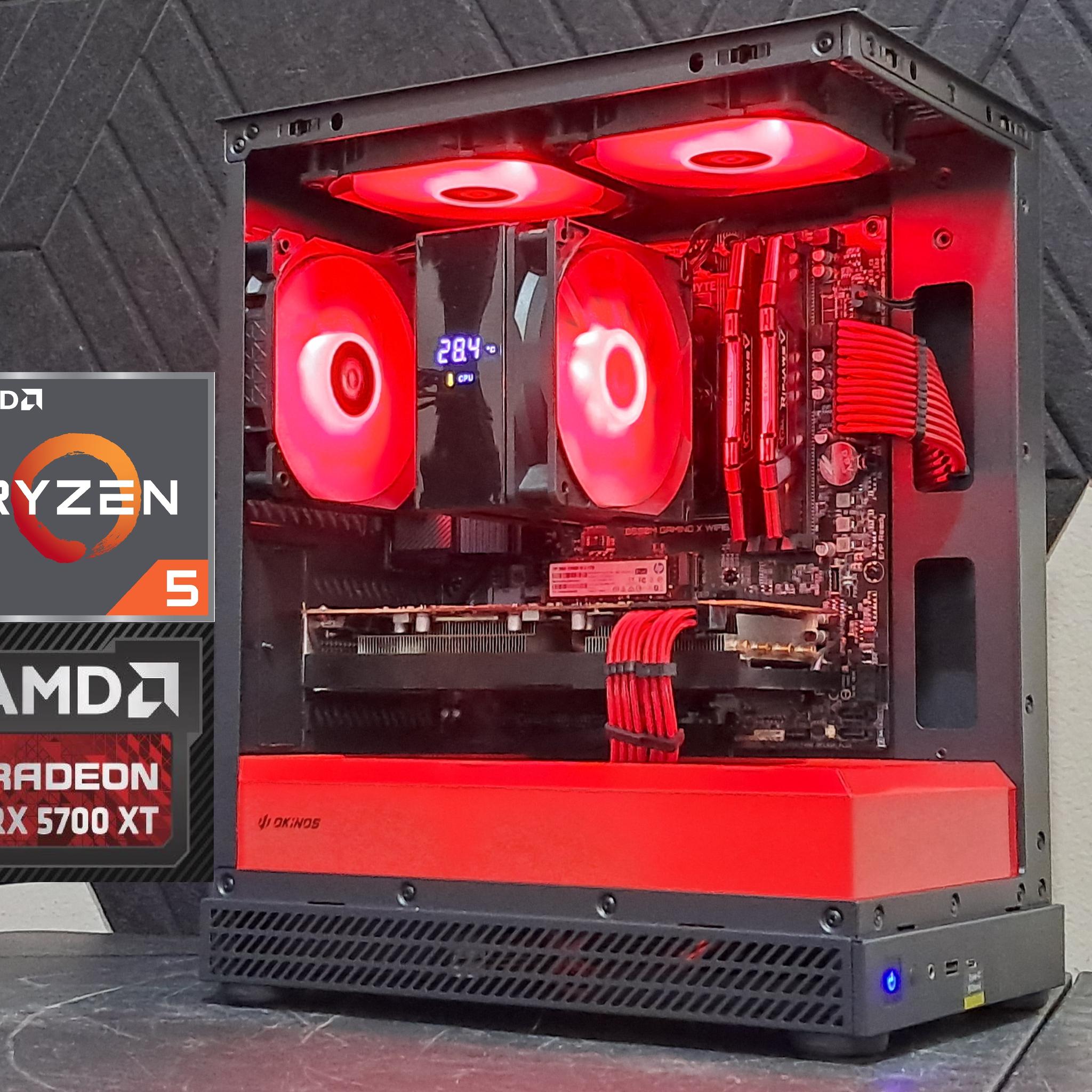 🔴Red Ryzen🔴Custom Gaming PC | Ryzen 5 5500 | RX 5700 XT | 1TB SSD | 16GB DDR4