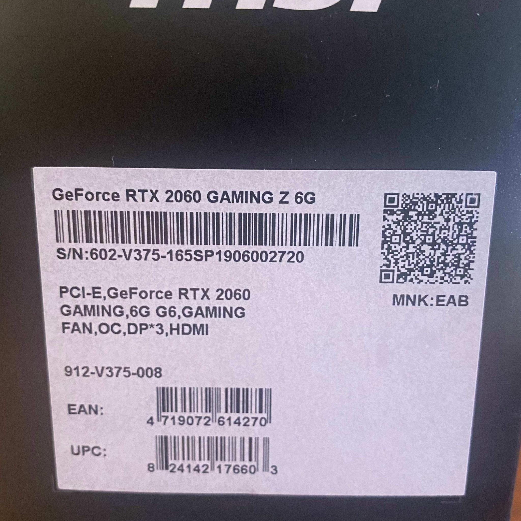 MSI RTX 2060 6GB Gaming Z Twin Frozr 7 RGB
