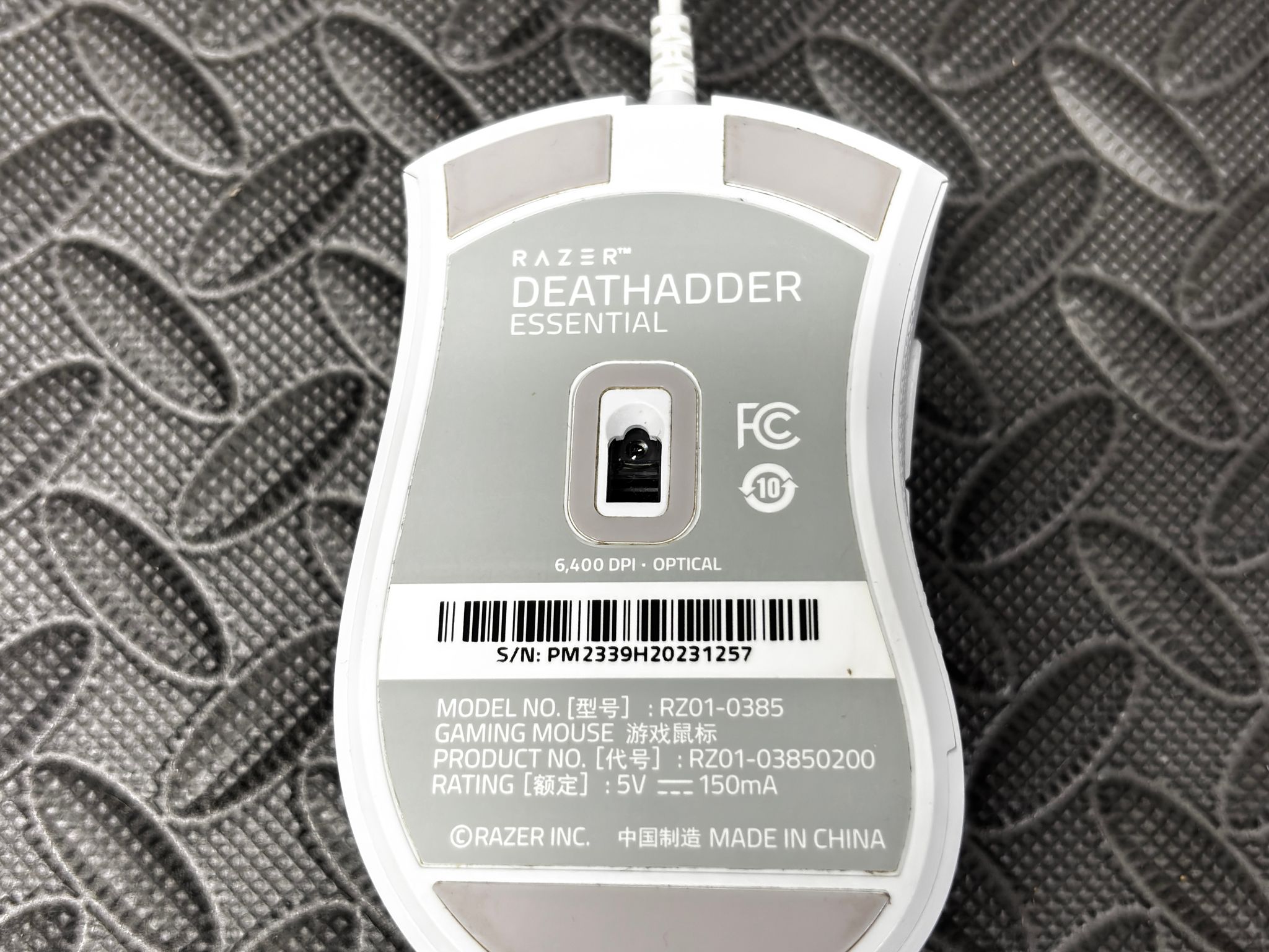 White Razer DeathAdder Essential Gaming Mouse | Wired | Tested Working