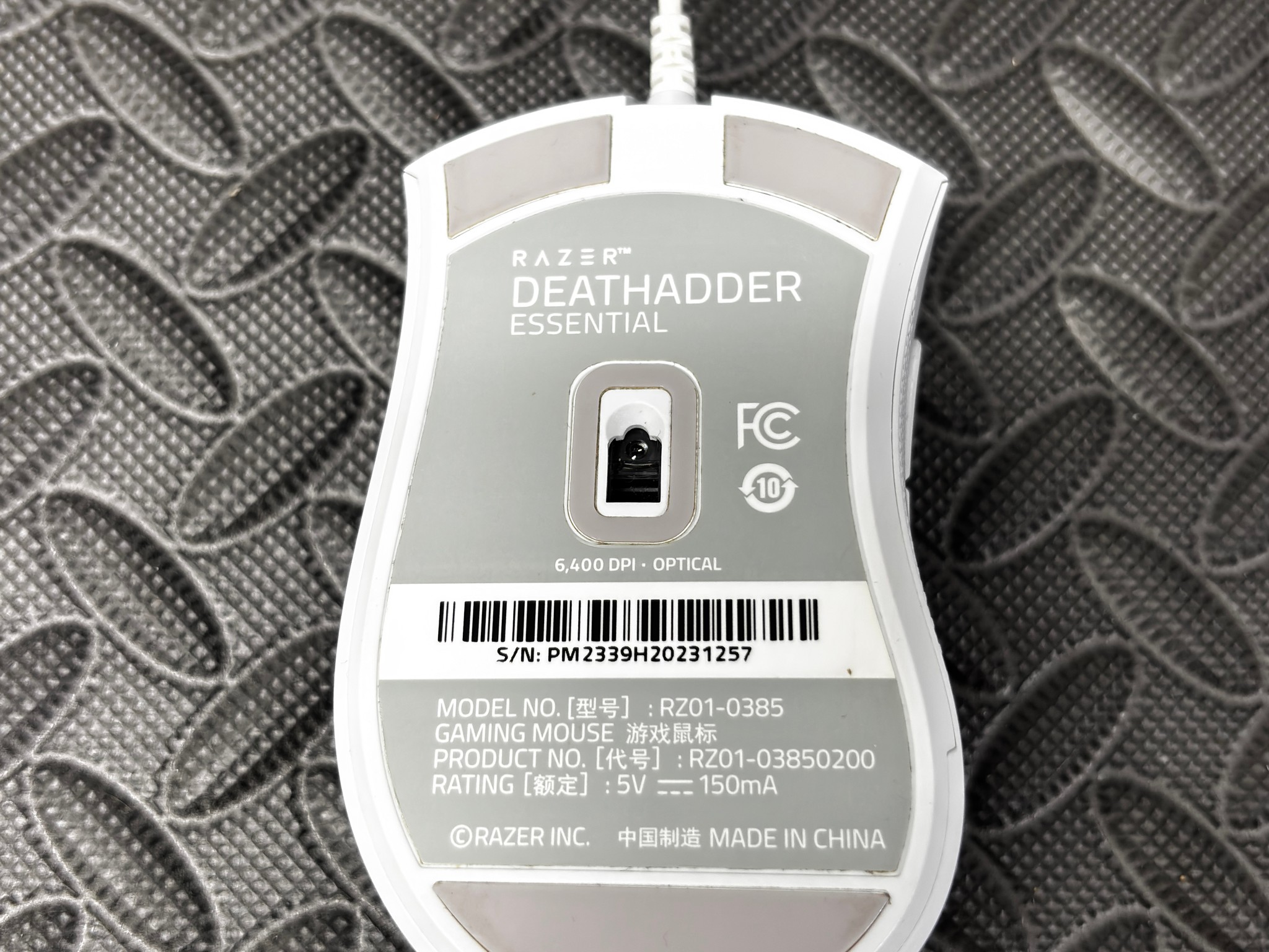White Razer DeathAdder Essential Gaming Mouse | Wired | Tested Working