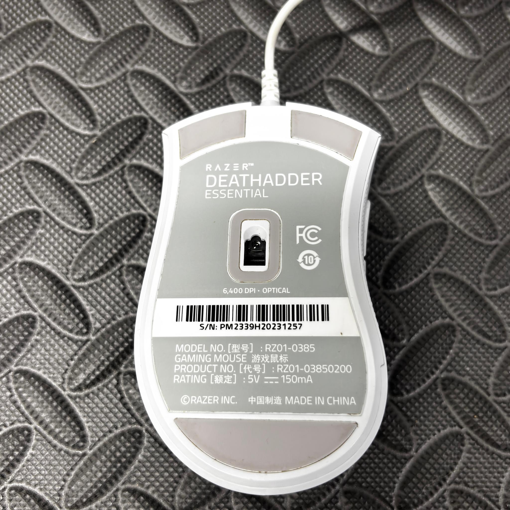 White Razer DeathAdder Essential Gaming Mouse | Wired | Tested Working