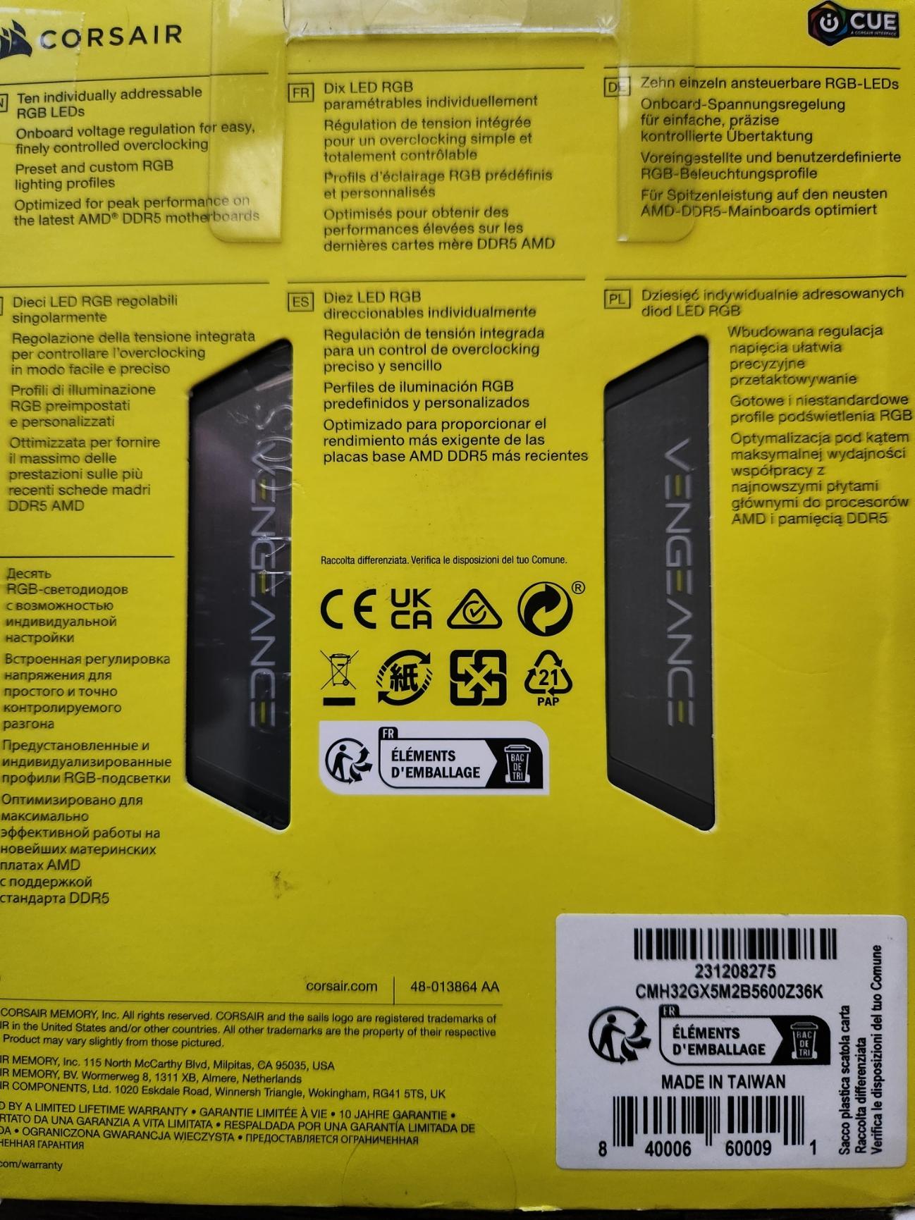 Corsair Vengeance RGB DDR5 EXPO 5600MHz