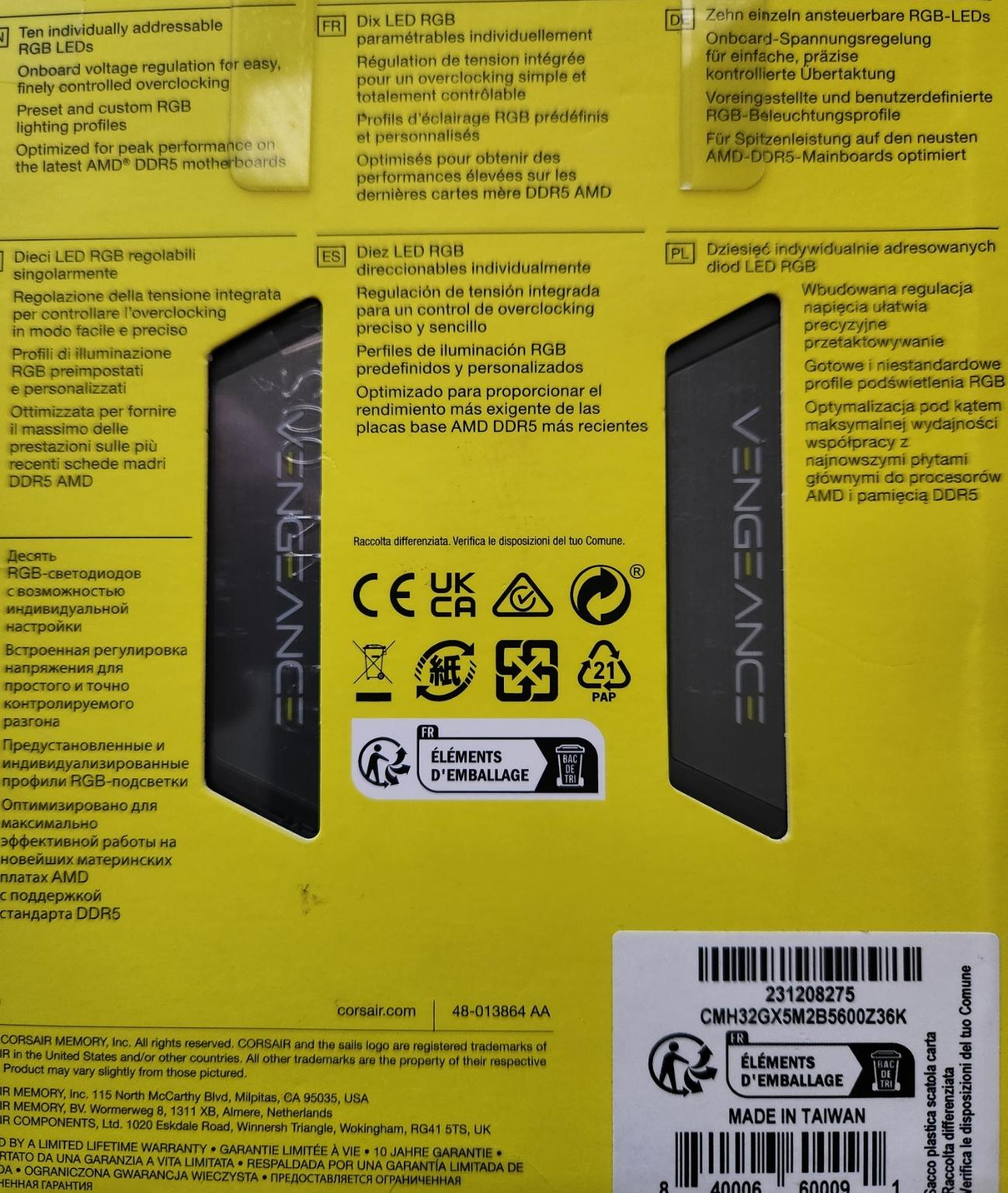 Corsair Vengeance RGB DDR5 EXPO 5600MHz