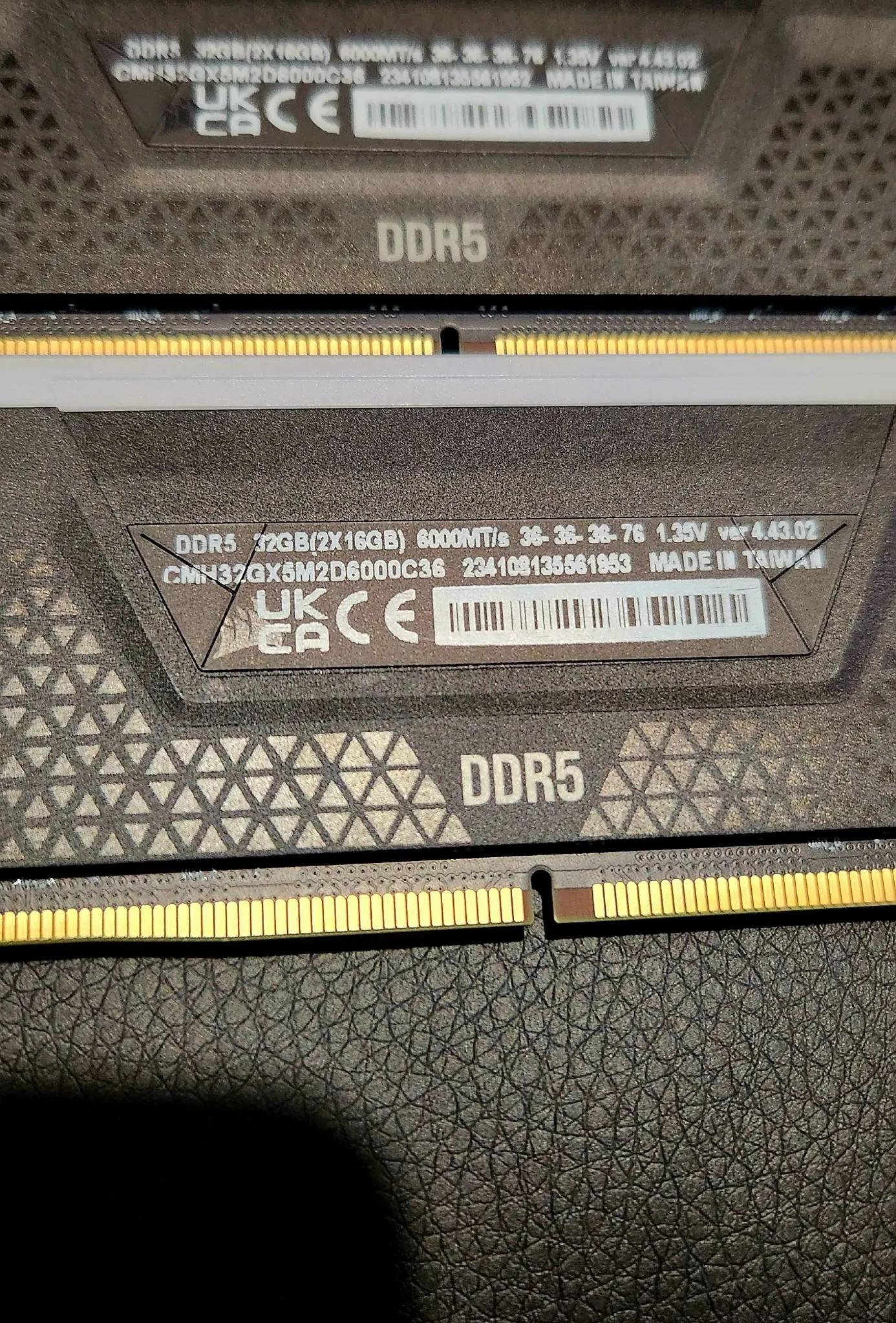 CORSAIR VENGEANCE RGB DDR5 RAM 32GB (2x16GB) 6000MHz CL 36-36-36-76 at 1.35V Intel XMP