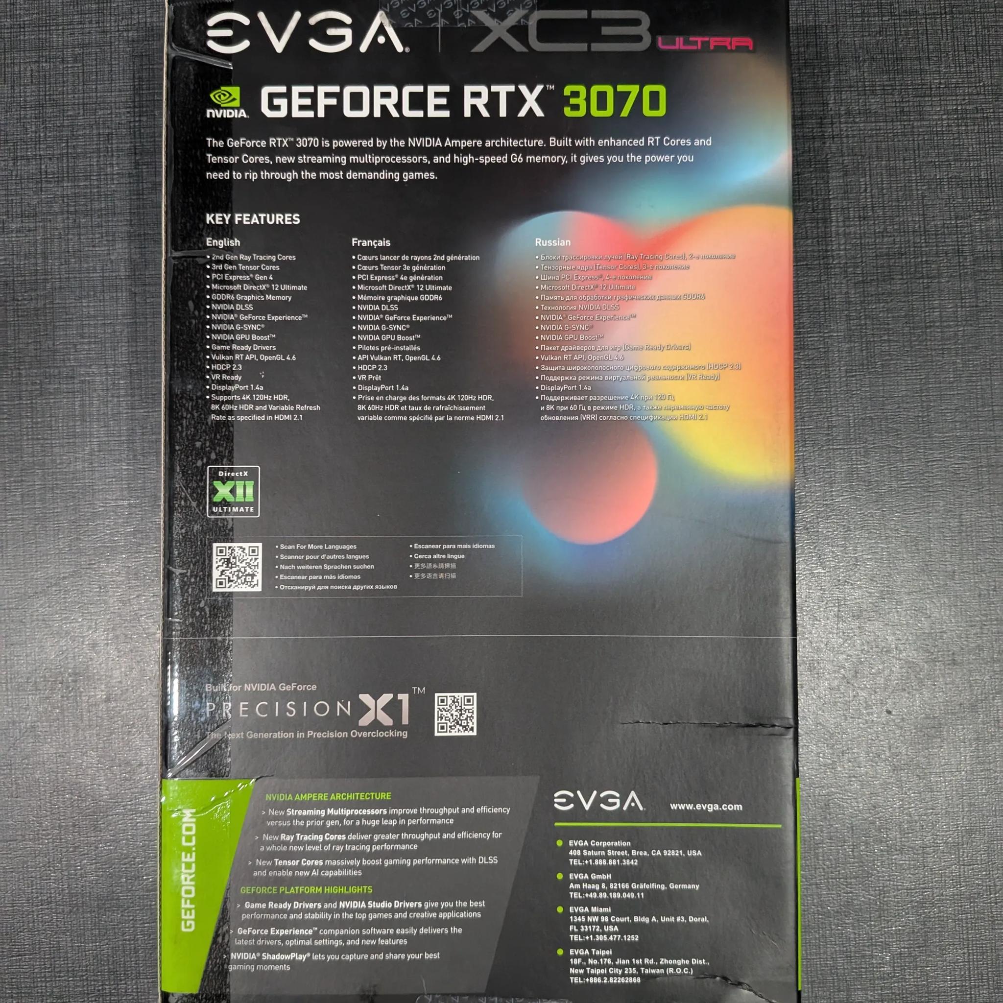 EVGA GeForce RTX 3070 XC3 Ultra 8GB GDDR6 - Used, In Original Box