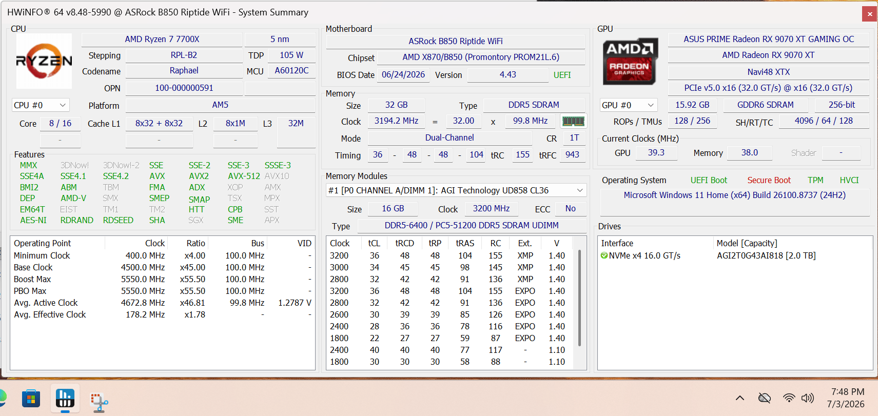 1440p/4K Ready 7700X | 9070XT | 2TB | 32GB PC