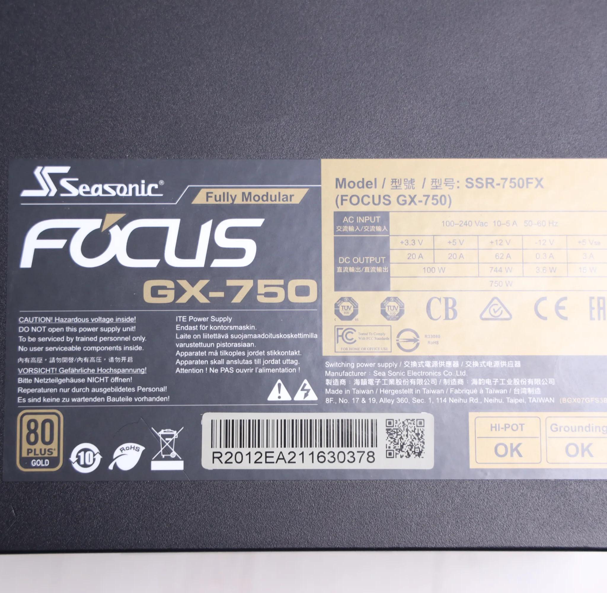 Seasonic FOCUS 750w 80+ Gold (Fully Modular)