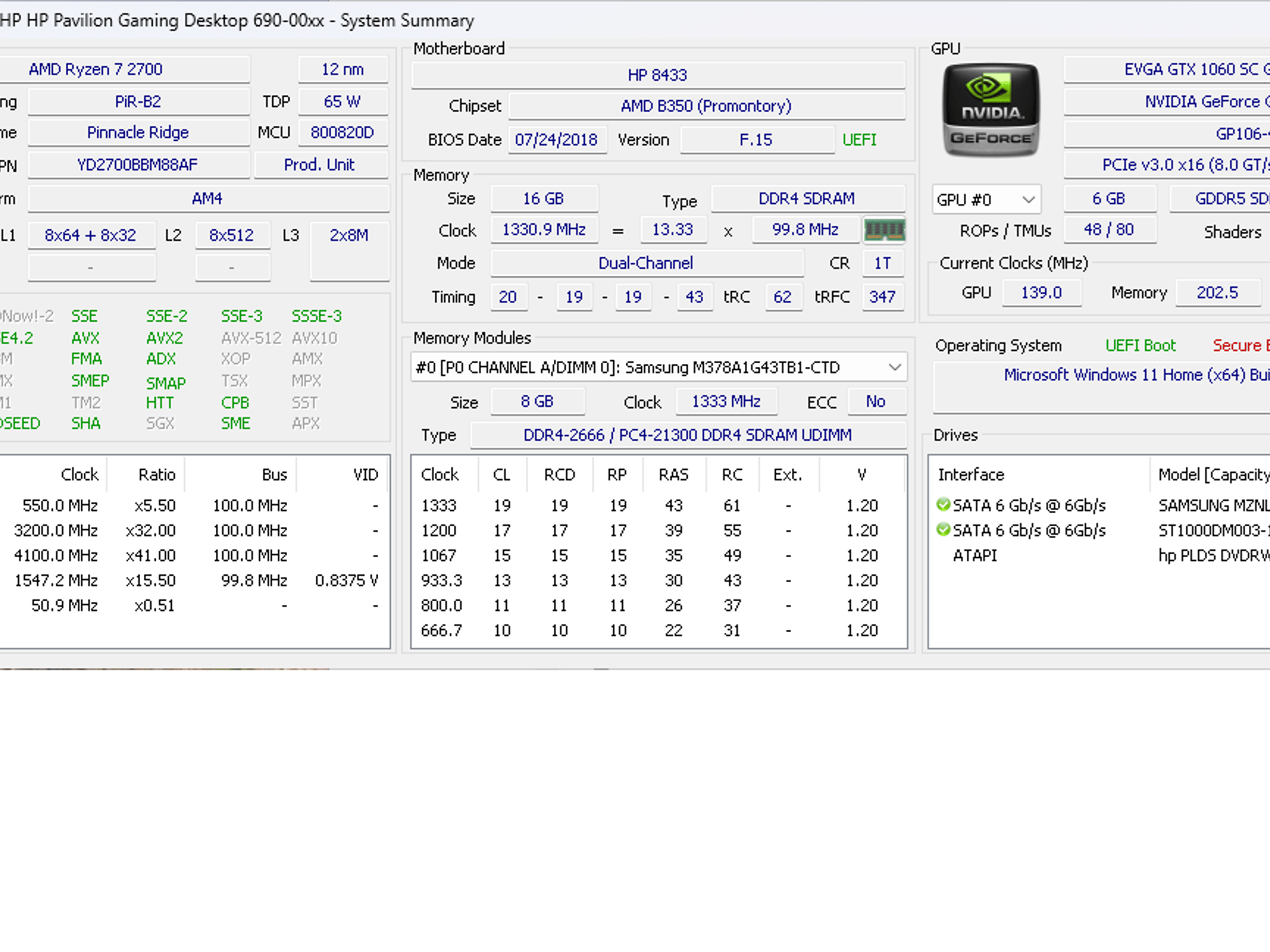GTX 1060 6GB | Ryzen 7 2700 + New Cooler w/PTM | 16GB RAM | 128G SSD + 1T HDD | Wifi + Bluetooth